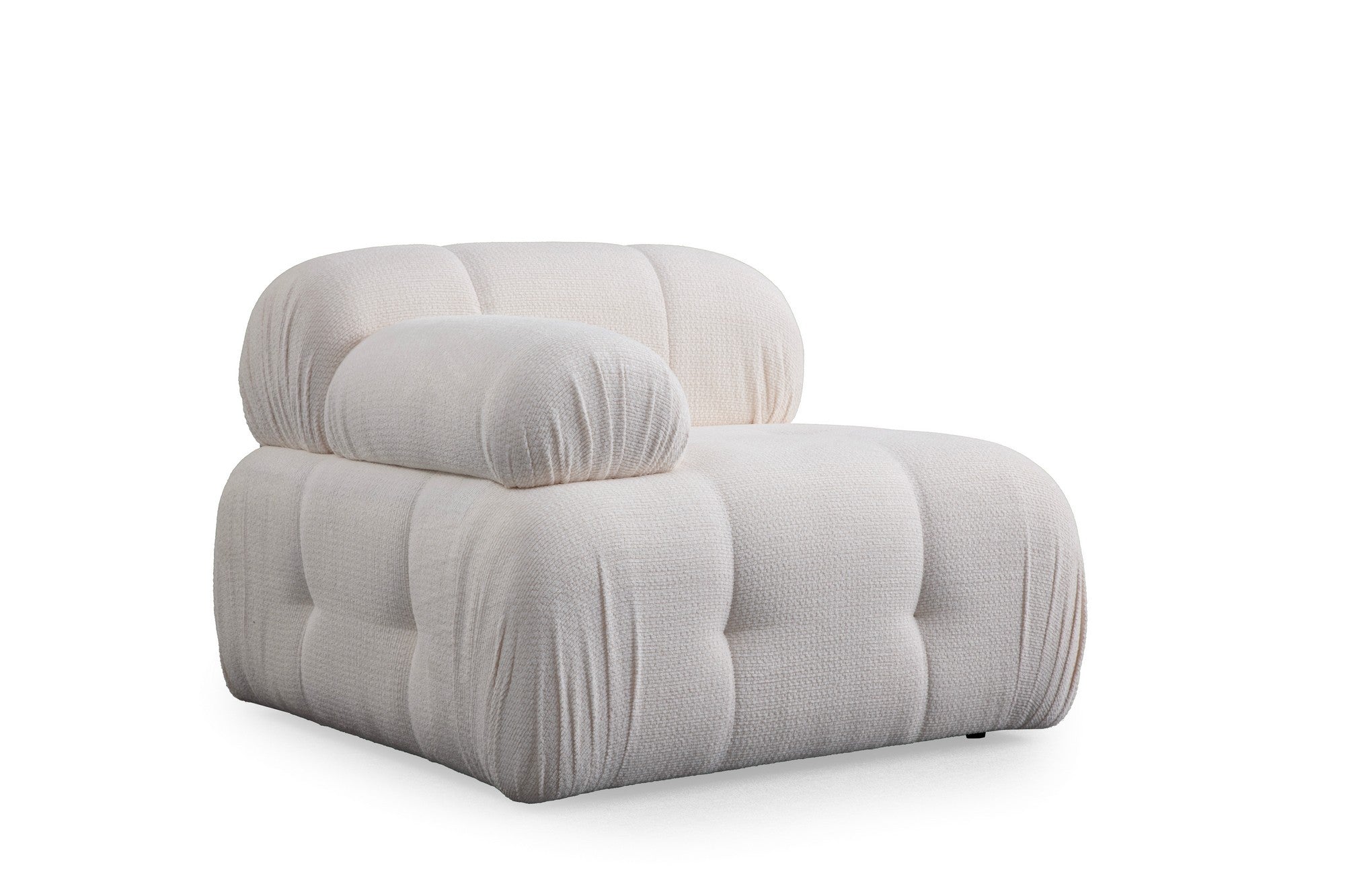 Sofá de canto elegante, branco, 190 x 160 cm | Estrutura em madeira de faia e aglomerado, tecido 100% poliéster, espuma cinza macia | Design moderno para sala de estar