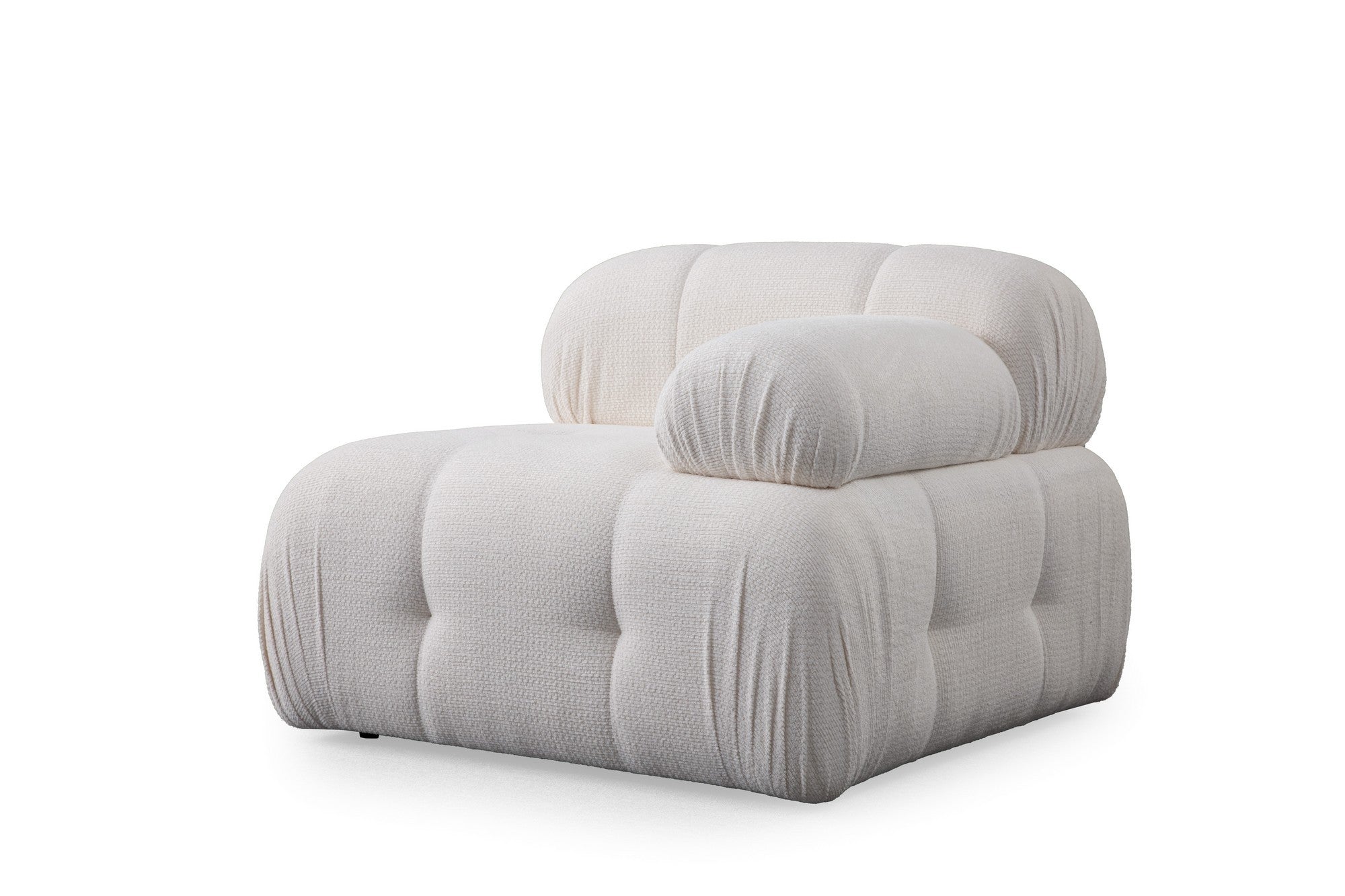 Sofá de canto elegante, branco, 190 x 160 cm | Estrutura em madeira de faia e aglomerado, tecido 100% poliéster, espuma cinza macia | Design moderno para sala de estar