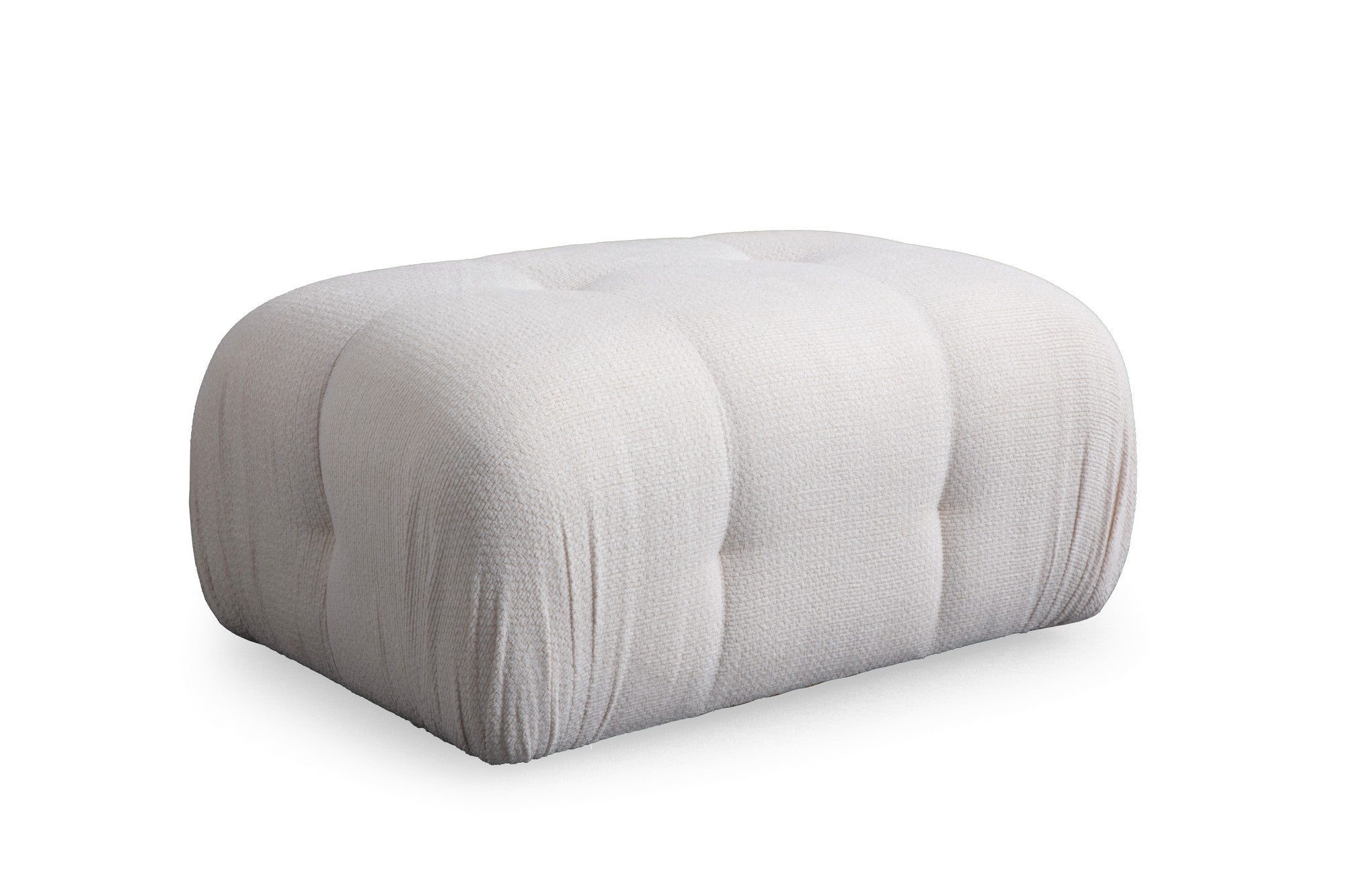 Sofá de canto elegante, branco, 190 x 160 cm | Estrutura em madeira de faia e aglomerado, tecido 100% poliéster, espuma cinza macia | Design moderno para sala de estar