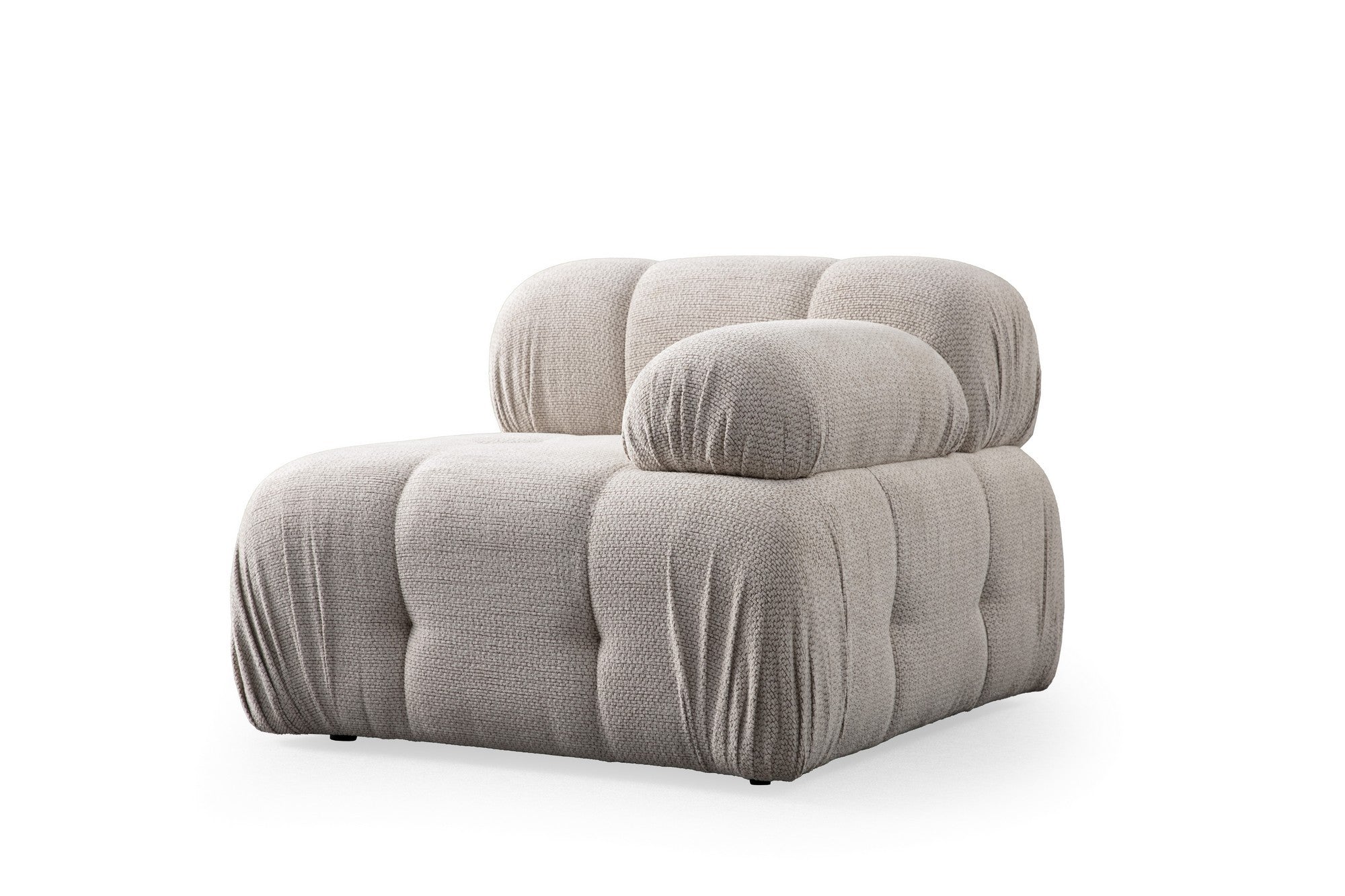 Sofá de canto elegante, cor creme, 190 x 160 cm | Estrutura em madeira de faia e aglomerado, tecido 100% poliéster | Espuma cinza macia para maior conforto, design moderno
