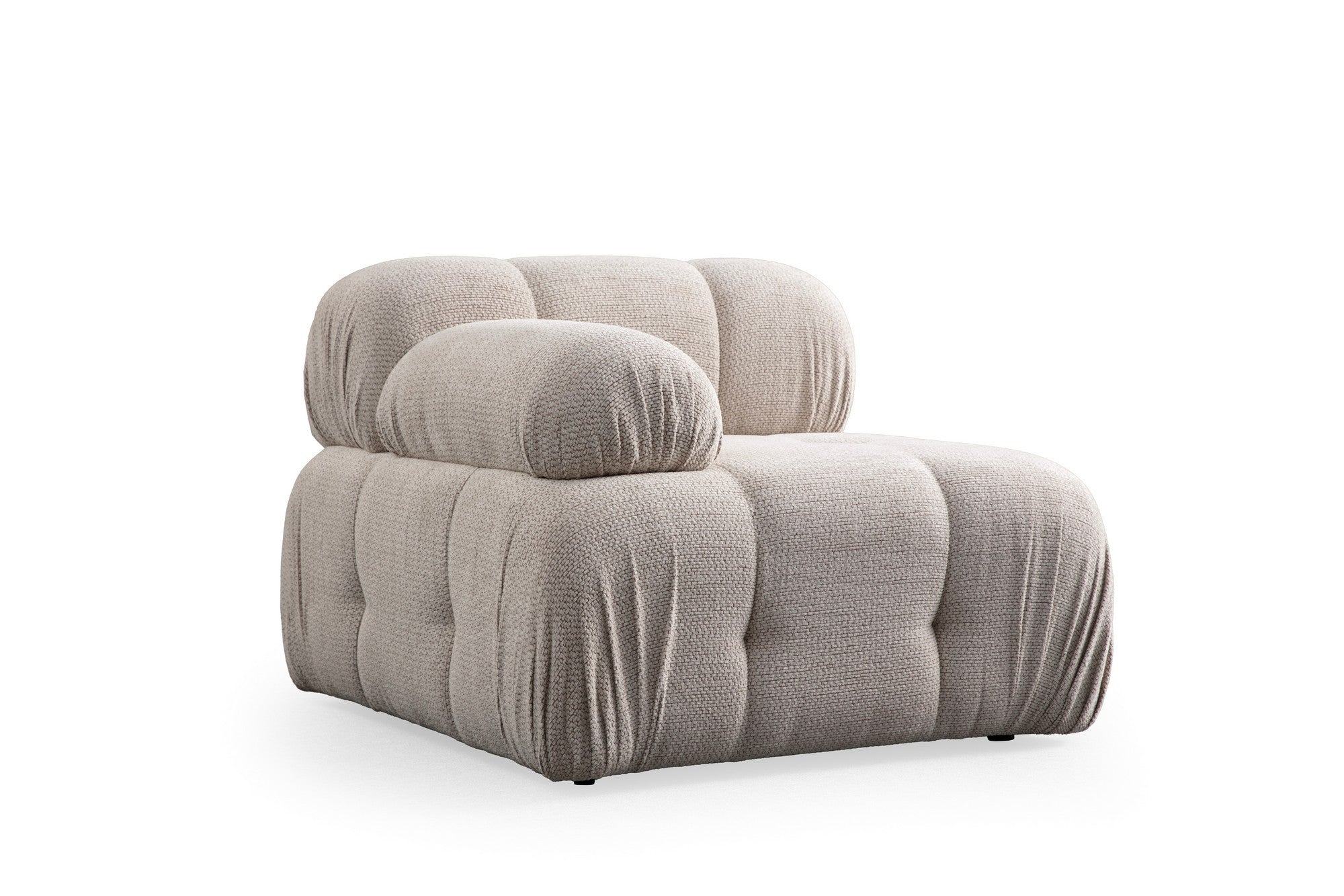 Sofá de canto elegante, cor creme, 190 x 160 cm | Estrutura em madeira de faia e aglomerado, tecido 100% poliéster | Espuma cinza macia para maior conforto, design moderno