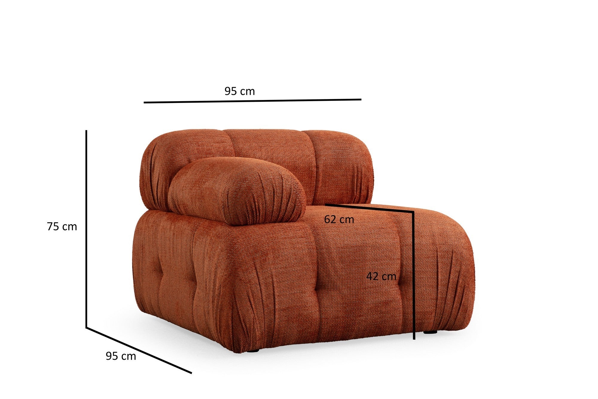 Sofá de canto laranja elegante, estrutura de madeira de faia e aglomerado, 290 x 160 cm | Tecido 100% poliéster, assento de espuma macia | Design moderno para salas de estar