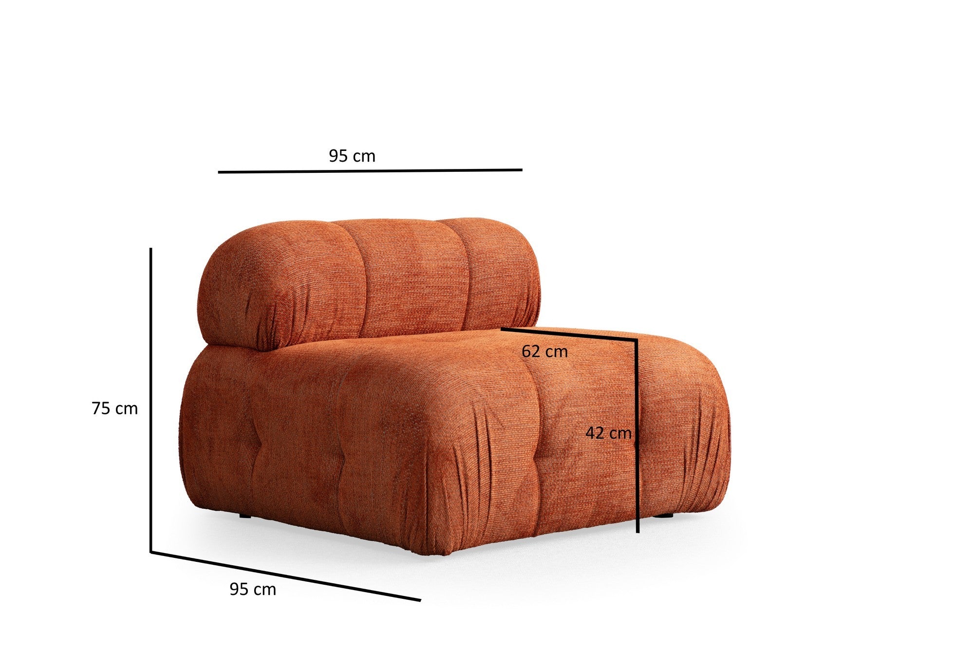 Sofá de canto laranja elegante, estrutura de madeira de faia e aglomerado, 290 x 160 cm | Tecido 100% poliéster, assento de espuma macia | Design moderno para salas de estar