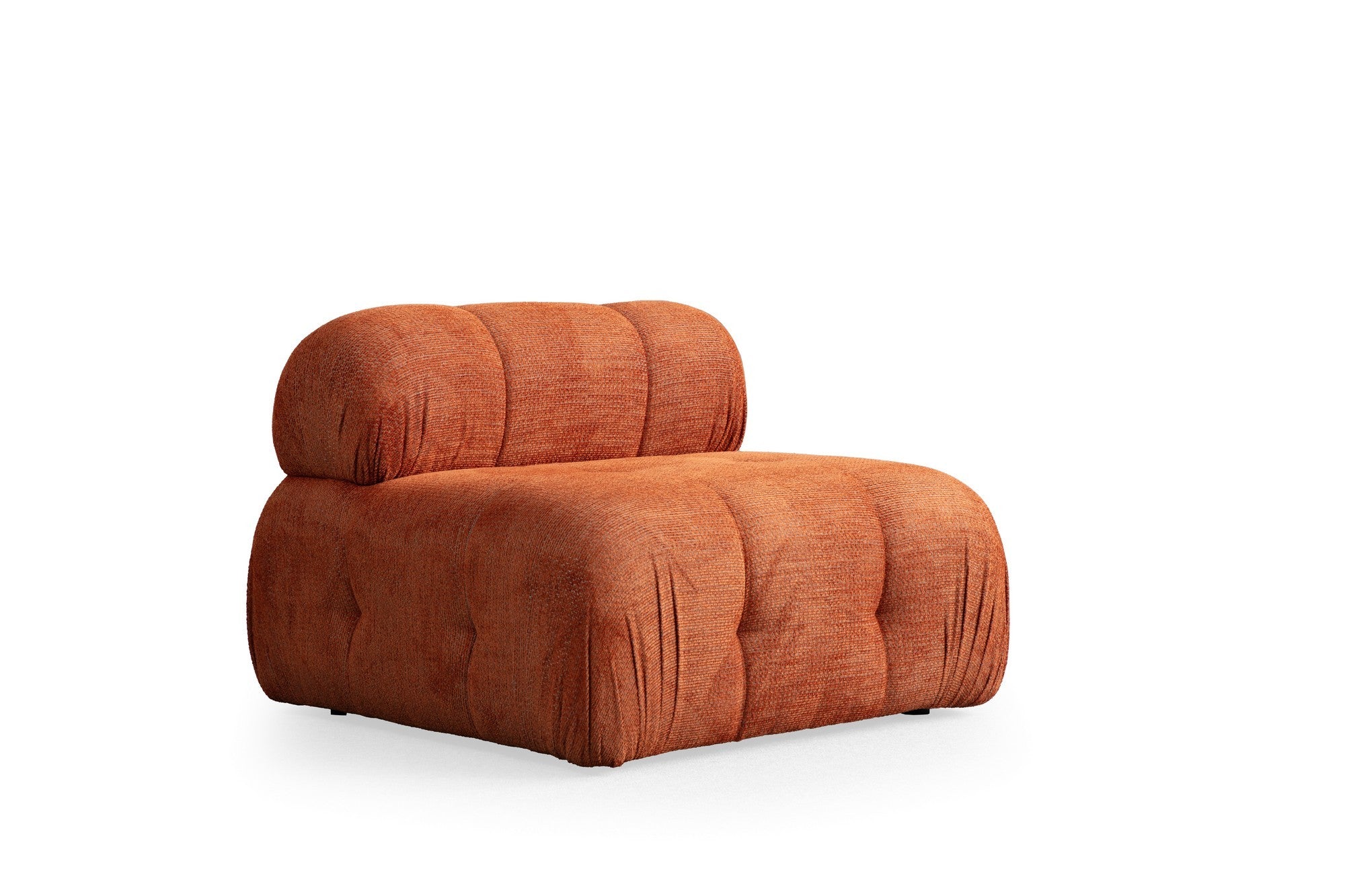 Sofá de canto laranja elegante, estrutura de madeira de faia e aglomerado, 290 x 160 cm | Tecido 100% poliéster, assento de espuma macia | Design moderno para salas de estar