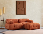 Sofá de canto laranja elegante, estrutura de madeira de faia e aglomerado, 190 x 160 cm | Tecido 100% poliéster, assento de espuma macia | Design moderno para salas de estar