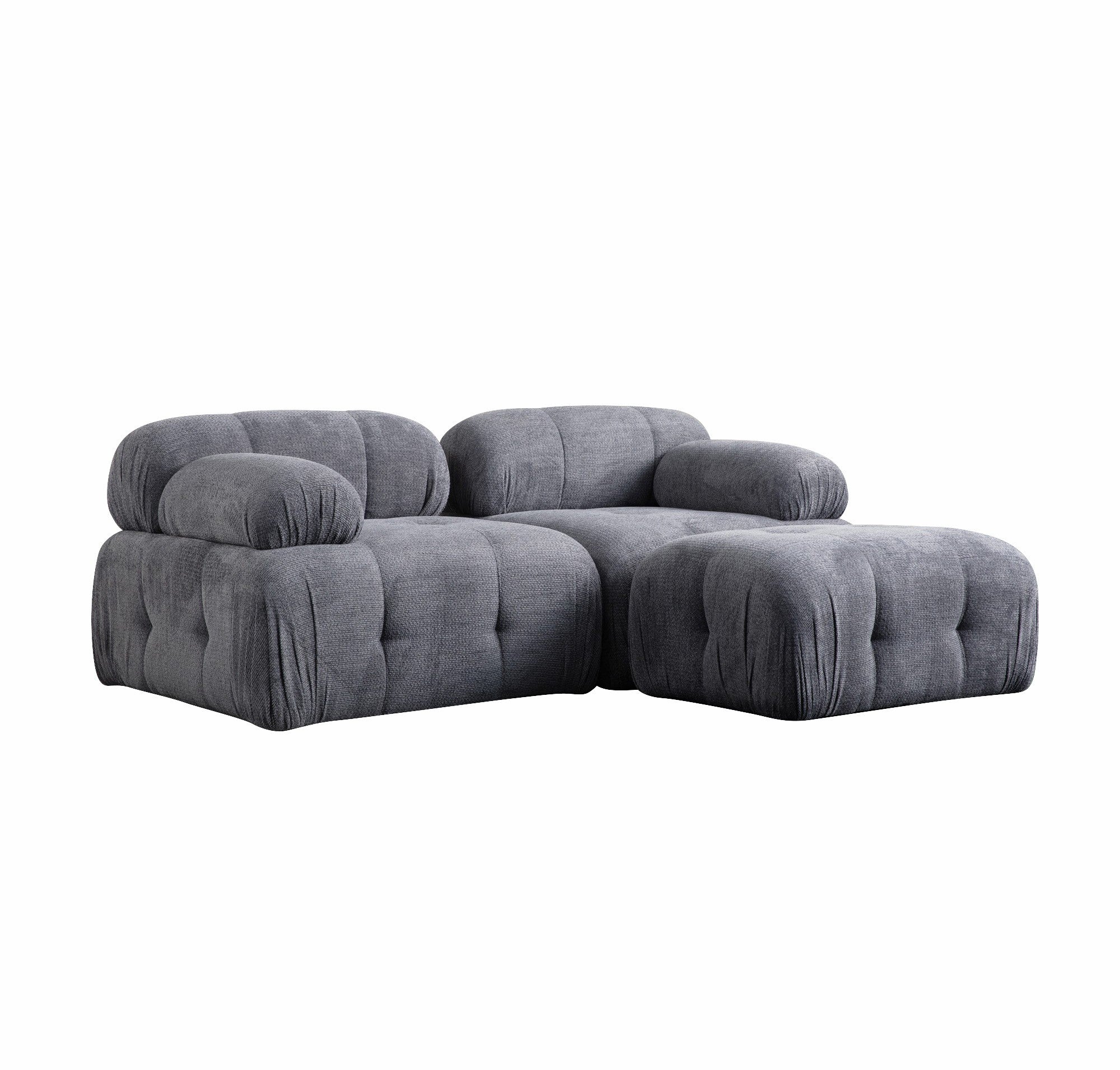 Sofá de canto elegante, cinza, 190 x 160 cm | Estrutura em madeira de faia e aglomerado, tecido 100% poliéster | Assentos de espuma macia, design moderno para sala de estar