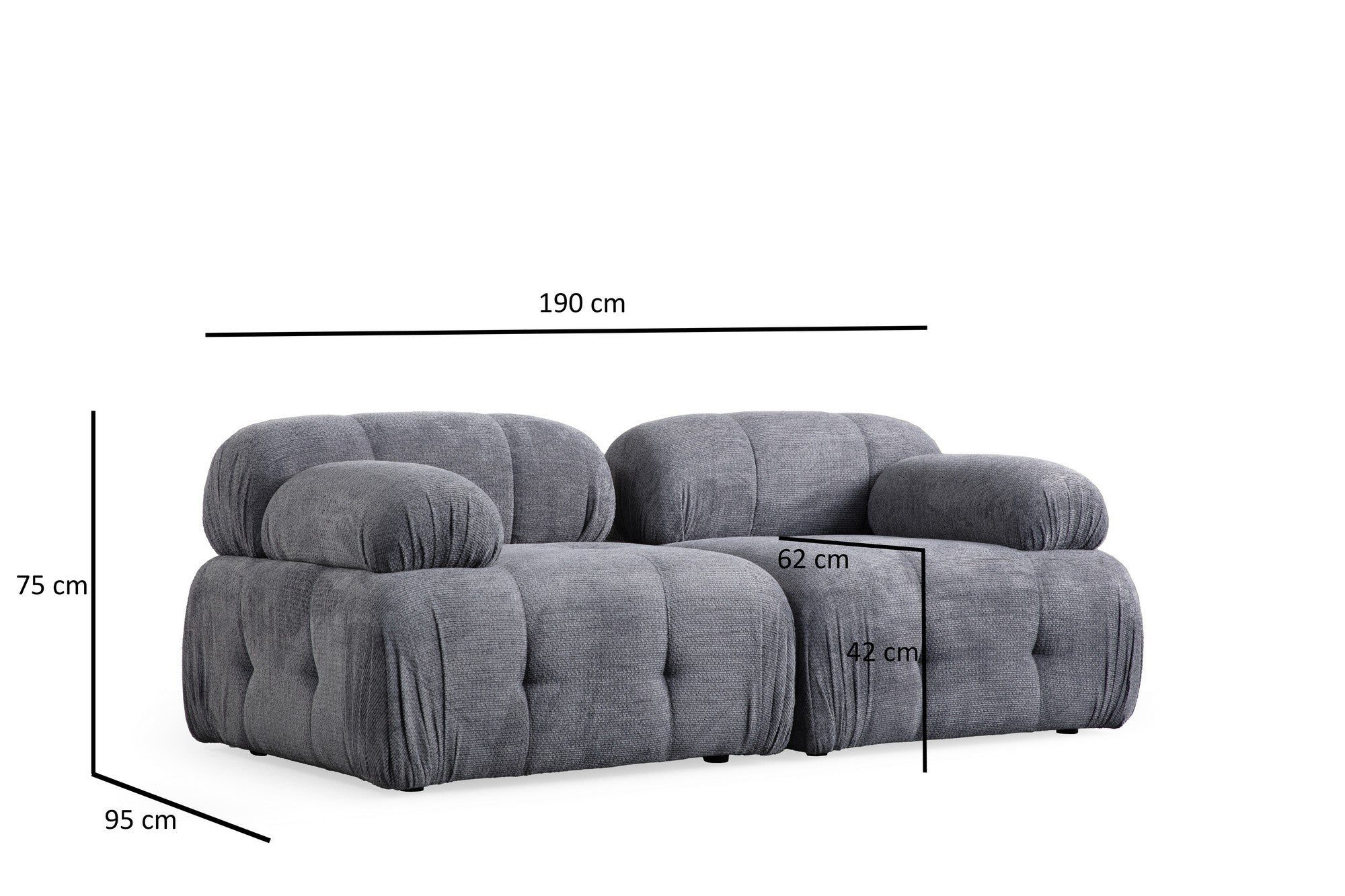 Sofá de canto elegante, cinza, 190 x 160 cm | Estrutura em madeira de faia e aglomerado, tecido 100% poliéster | Assentos de espuma macia, design moderno para sala de estar