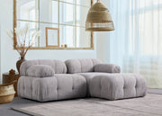 Sofá de canto elegante, cinza claro, 190 x 160 cm | Estrutura em madeira de faia e aglomerado, tecido 100% poliéster | Assentos de espuma macia, design moderno para salas de estar