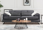 Sofá elegante de 3 lugares, antracite, 225 x 92 x 79 cm | Estrutura em madeira de faia, encosto ajustável, almofadas de espuma macia, tecido lavável a seco, design moderno