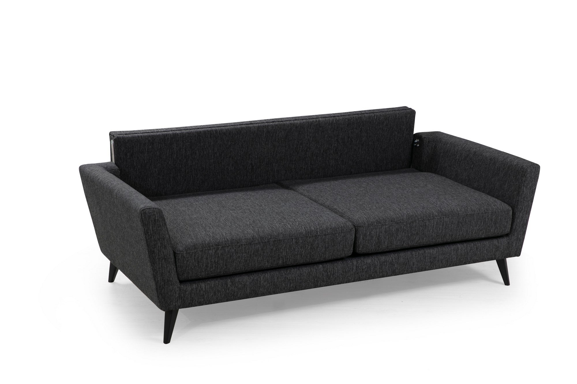 Sofá elegante de 3 lugares, cinza escuro, 215 x 94 x 88 cm | Estrutura em madeira de faia, 100% poliéster, almofadas de espuma macia | Perfeito para espaços modernos e industriais