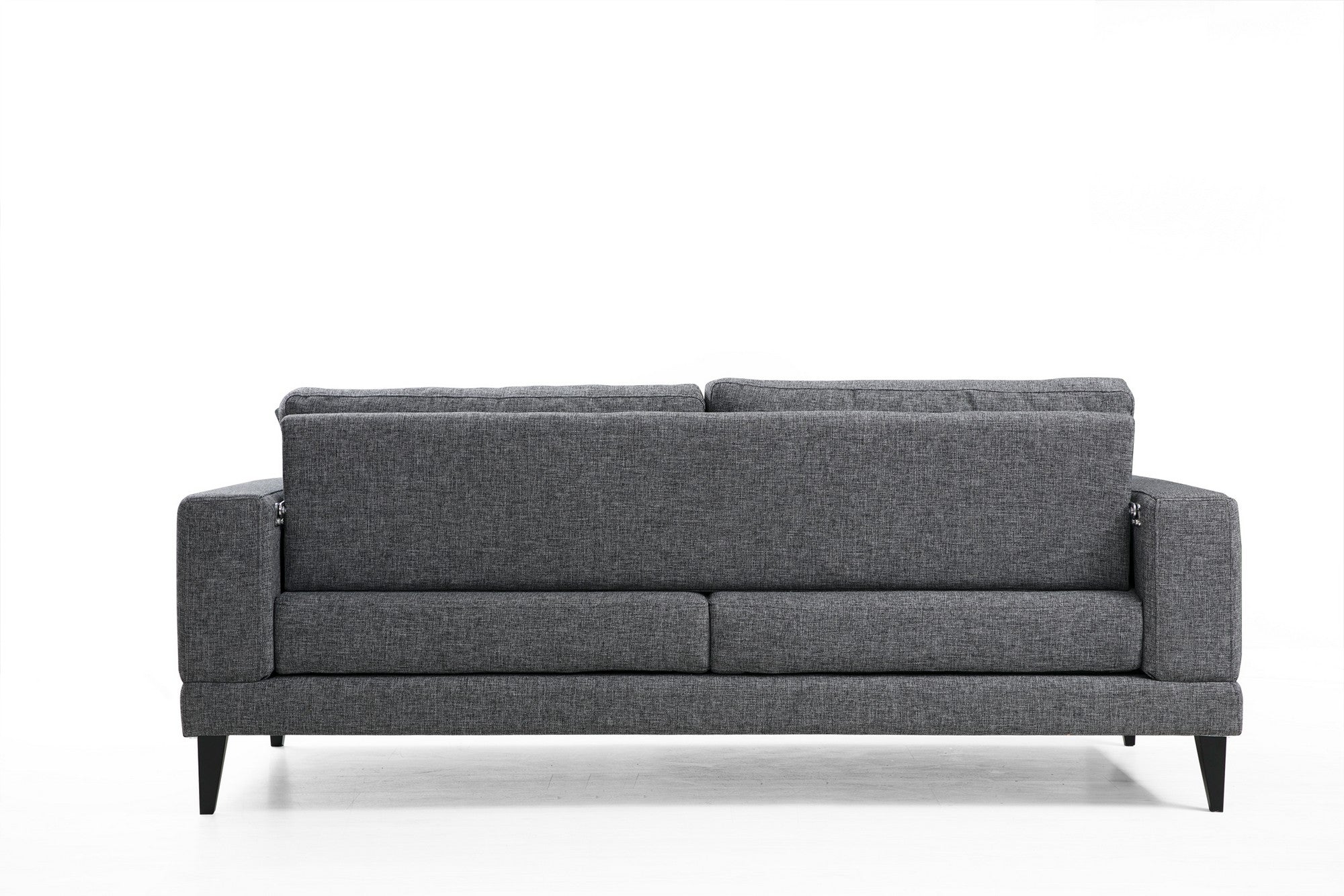 Sofá-cama de 3 lugares, cinza escuro, 210 x 90 x 85 cm | Estrutura em madeira de faia, 100% poliéster, encosto giratório, almofadas portáteis | Elegante e funcional para uma vida moderna
