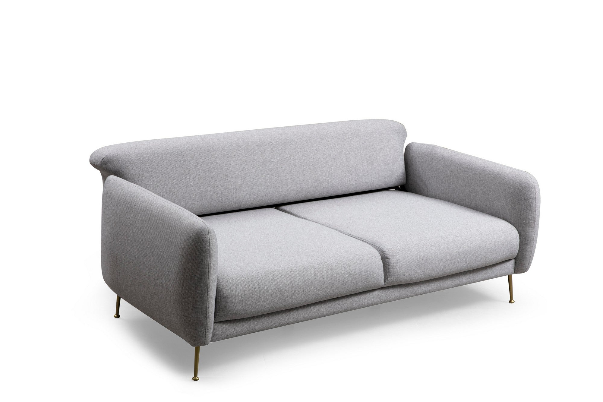 Sofá-cama elegante de 3 lugares, cinza, 214 x 98 x 85 cm | Estrutura em madeira de faia, 100% poliéster, espuma macia, pernas pretas foscas | Perfeito para espaços modernos