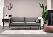 Sofá elegante de 3 lugares, poliéster cinza, 217 x 87 x 90 cm | Pernas de madeira de faia e nogueira | Almofadas de espuma macia, design fixo | Perfeito para espaços modernos