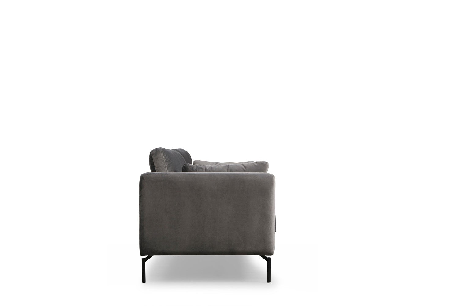 Sofá elegante de 3 lugares, poliéster cinza, 217 x 87 x 90 cm | Pernas de madeira de faia e nogueira | Almofadas de espuma macia, design fixo | Perfeito para espaços modernos