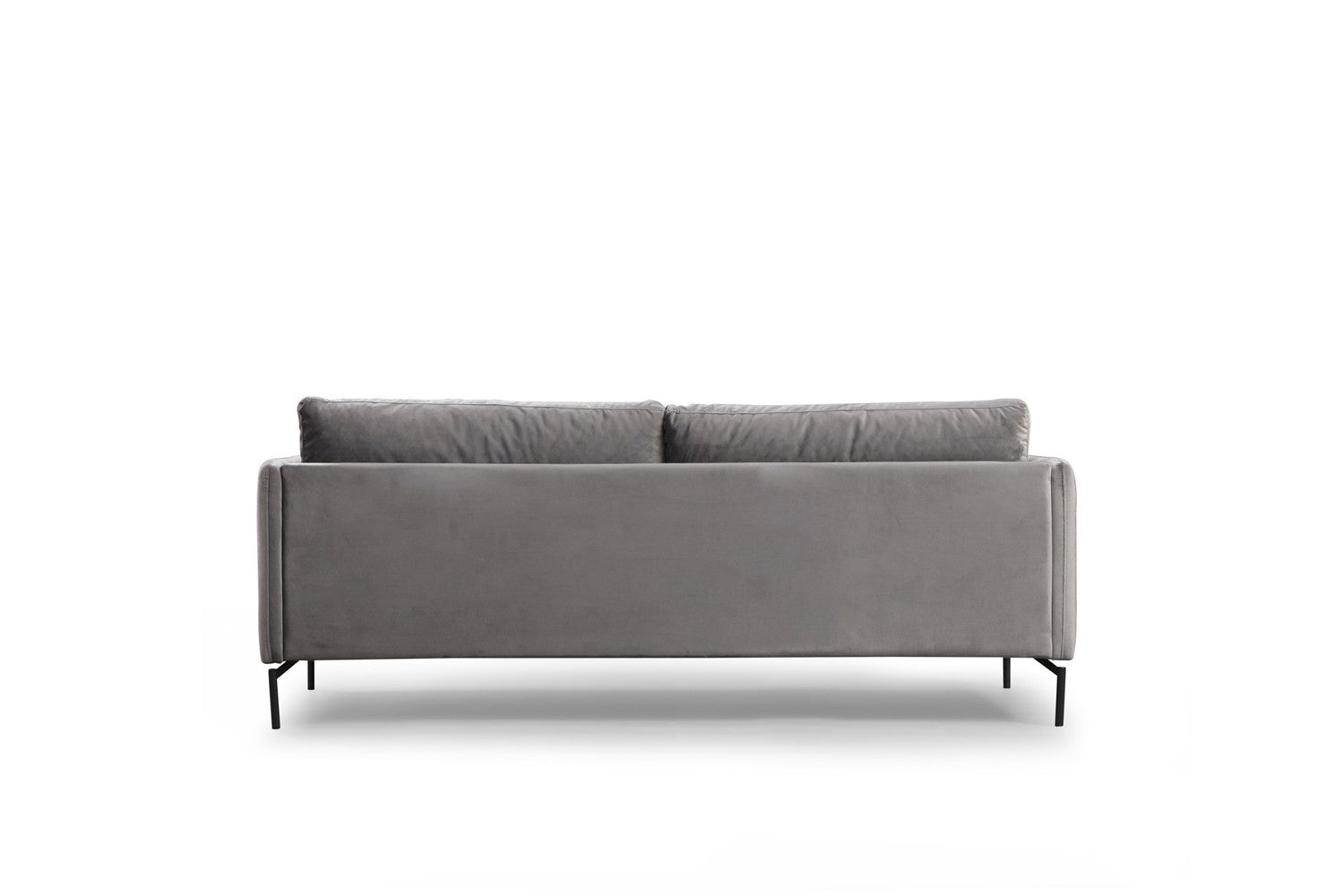 Sofá elegante de 3 lugares, poliéster cinza, 217 x 87 x 90 cm | Pernas de madeira de faia e nogueira | Almofadas de espuma macia, design fixo | Perfeito para espaços modernos