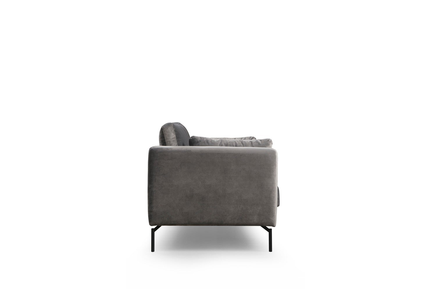Sofá elegante de 2 lugares, poliéster cinza, 177 x 87 x 90 cm | Estrutura em madeira de faia e aglomerado, pernas de metal | Perfeito para decoração industrial e hoteleira moderna