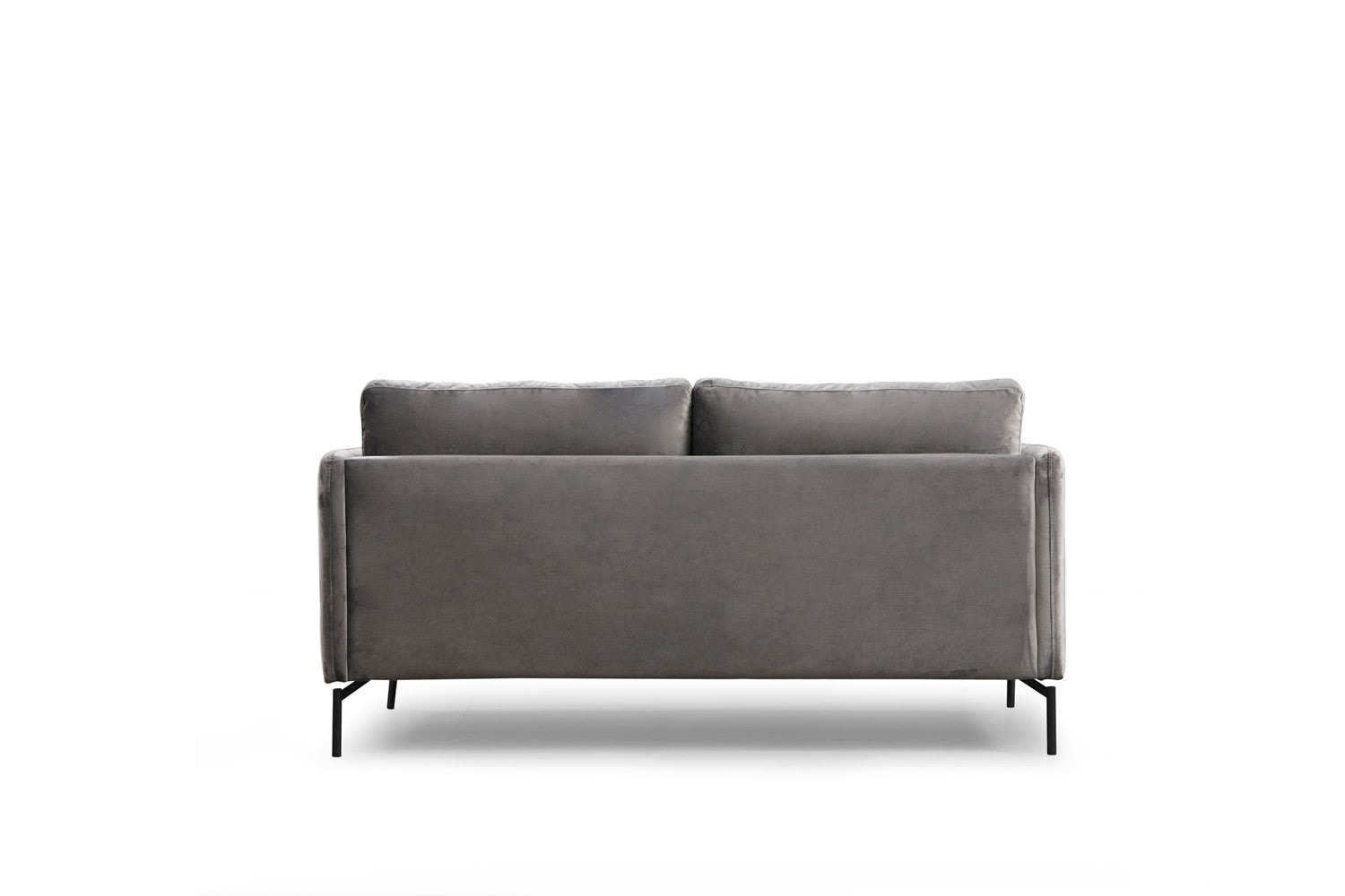 Sofá elegante de 2 lugares, poliéster cinza, 177 x 87 x 90 cm | Estrutura em madeira de faia e aglomerado, pernas de metal | Perfeito para decoração industrial e hoteleira moderna