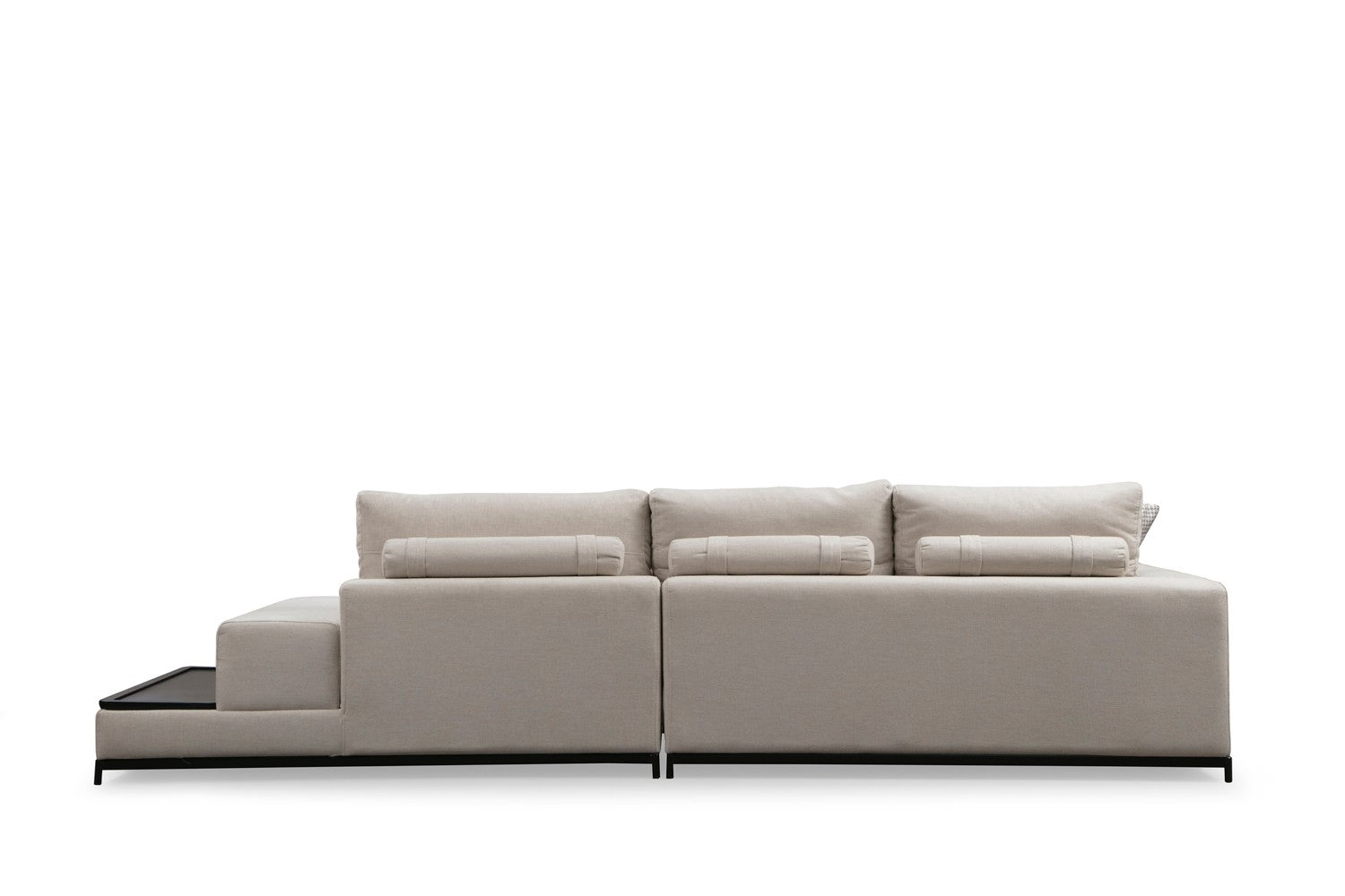 Sofá elegante de 4 lugares, bege, 320 cm | Estrutura em madeira de faia e aglomerado, 100% poliéster, espuma cinza macia | Almofadas portáteis, pernas de metal, design moderno