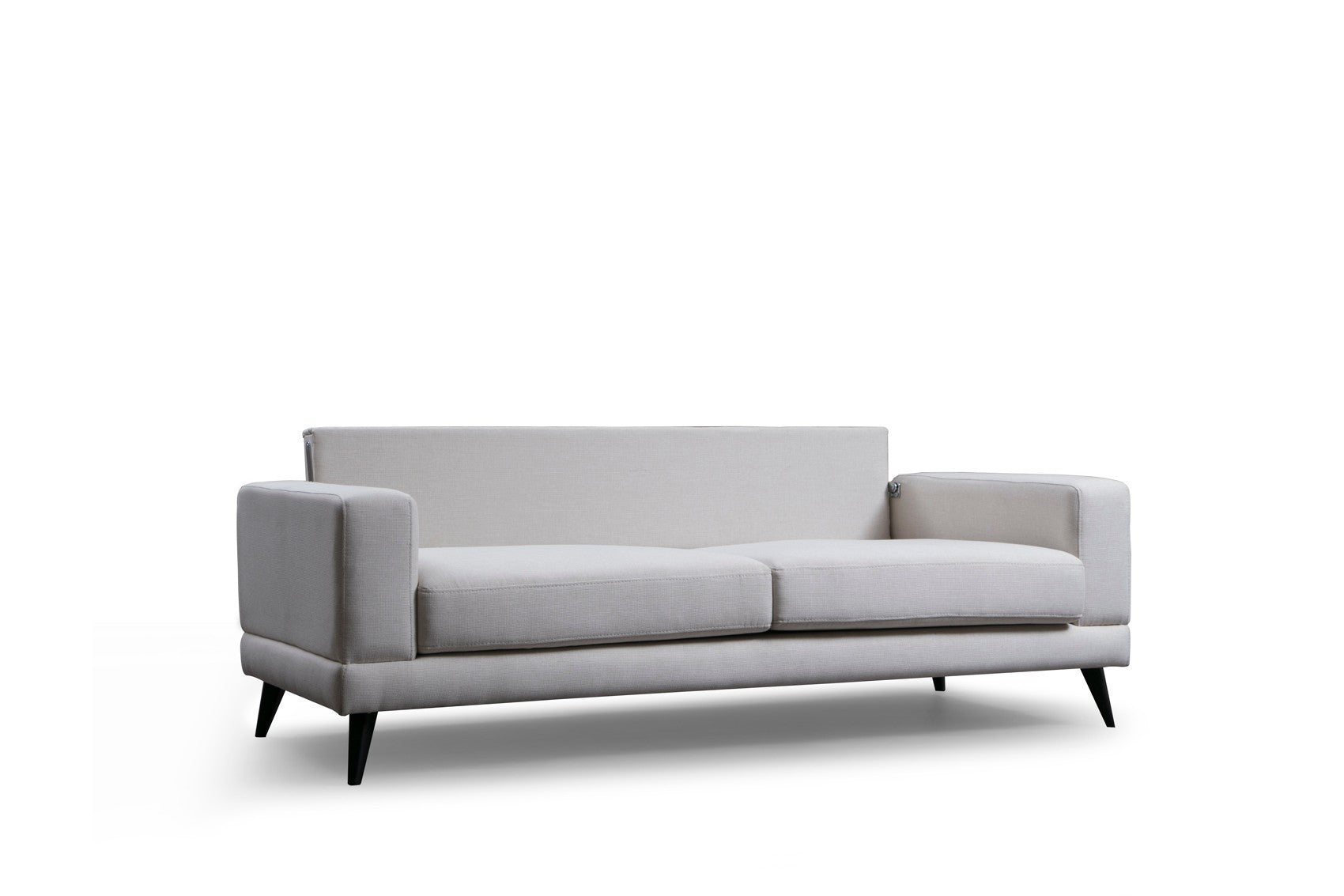 Sofá-cama bege de 3 lugares, estrutura de madeira de faia, 210 x 90 x 85 cm | 100% poliéster, encosto giratório, inclui 2 almofadas | Elegante e funcional para uma vida moderna