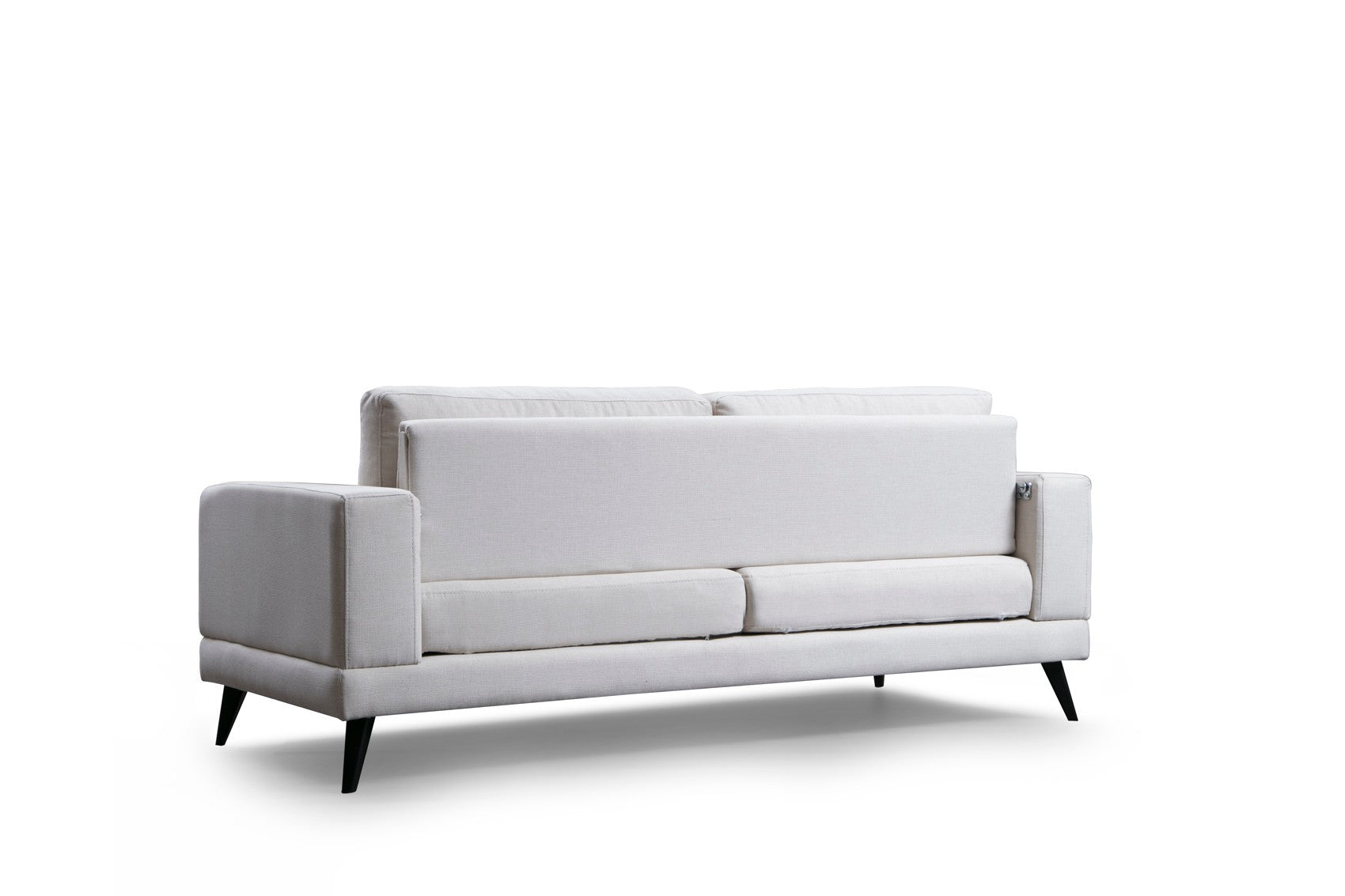 Sofá-cama bege de 3 lugares, estrutura de madeira de faia, 210 x 90 x 85 cm | 100% poliéster, encosto giratório, inclui 2 almofadas | Elegante e funcional para uma vida moderna