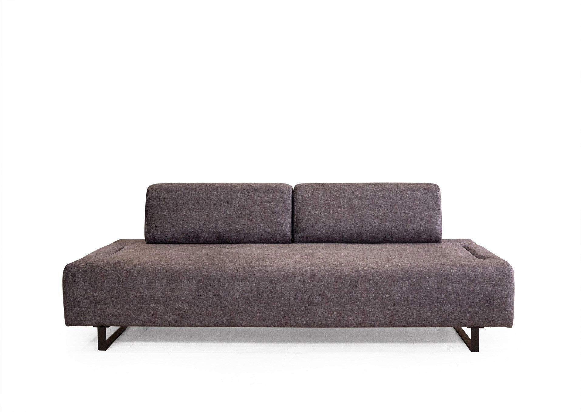 Sofá-cama de 3 lugares, antracite, 220 cm | Estrutura em madeira de faia e aglomerado, 100% poliéster, almofadas portáteis, pernas de metal preto | Design elegante e funcional