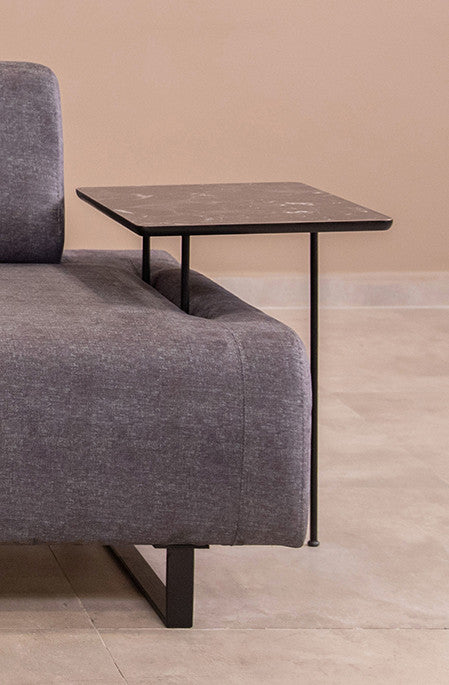 Sofá-cama de 3 lugares, antracite, 220 cm | Estrutura em madeira de faia, 100% poliéster, almofadas portáteis, pernas de metal preto | Elegante e funcional para uma vida moderna