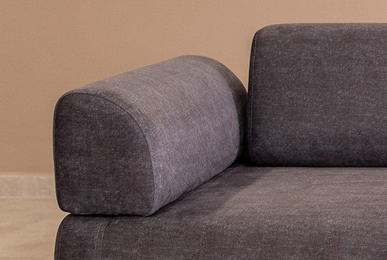 Sofá-cama de 3 lugares, antracite, 220 cm | Estrutura em madeira de faia, 100% poliéster, almofadas portáteis, pernas de metal preto | Elegante e funcional para uma vida moderna