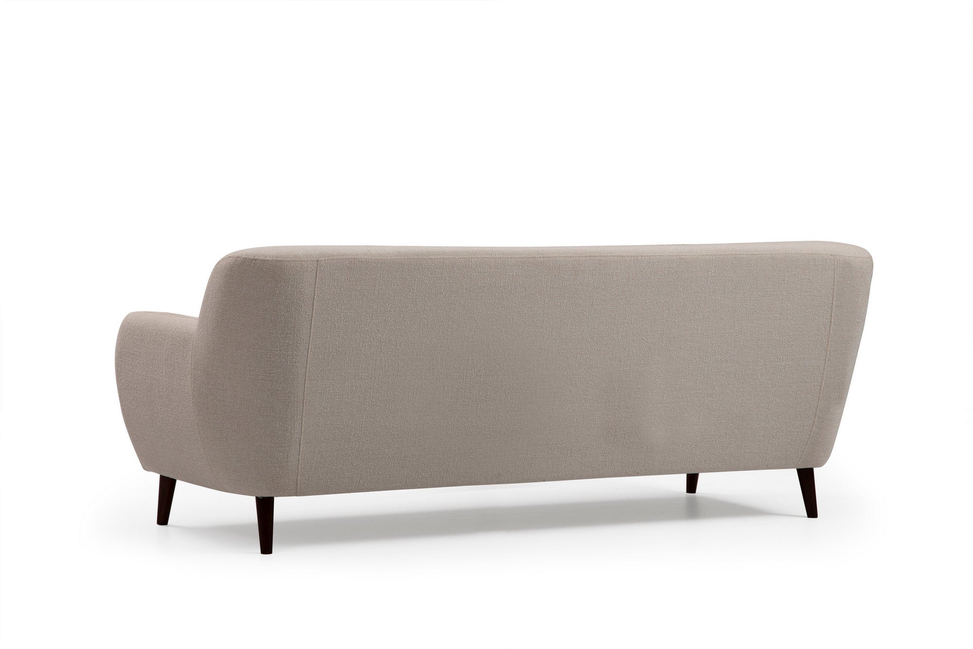 Sofá elegante de 3 lugares, bege, 220 cm | Estrutura em madeira de faia, 100% poliéster, almofadas de espuma macia, inclui 2 travesseiros | Perfeito para salas de estar modernas