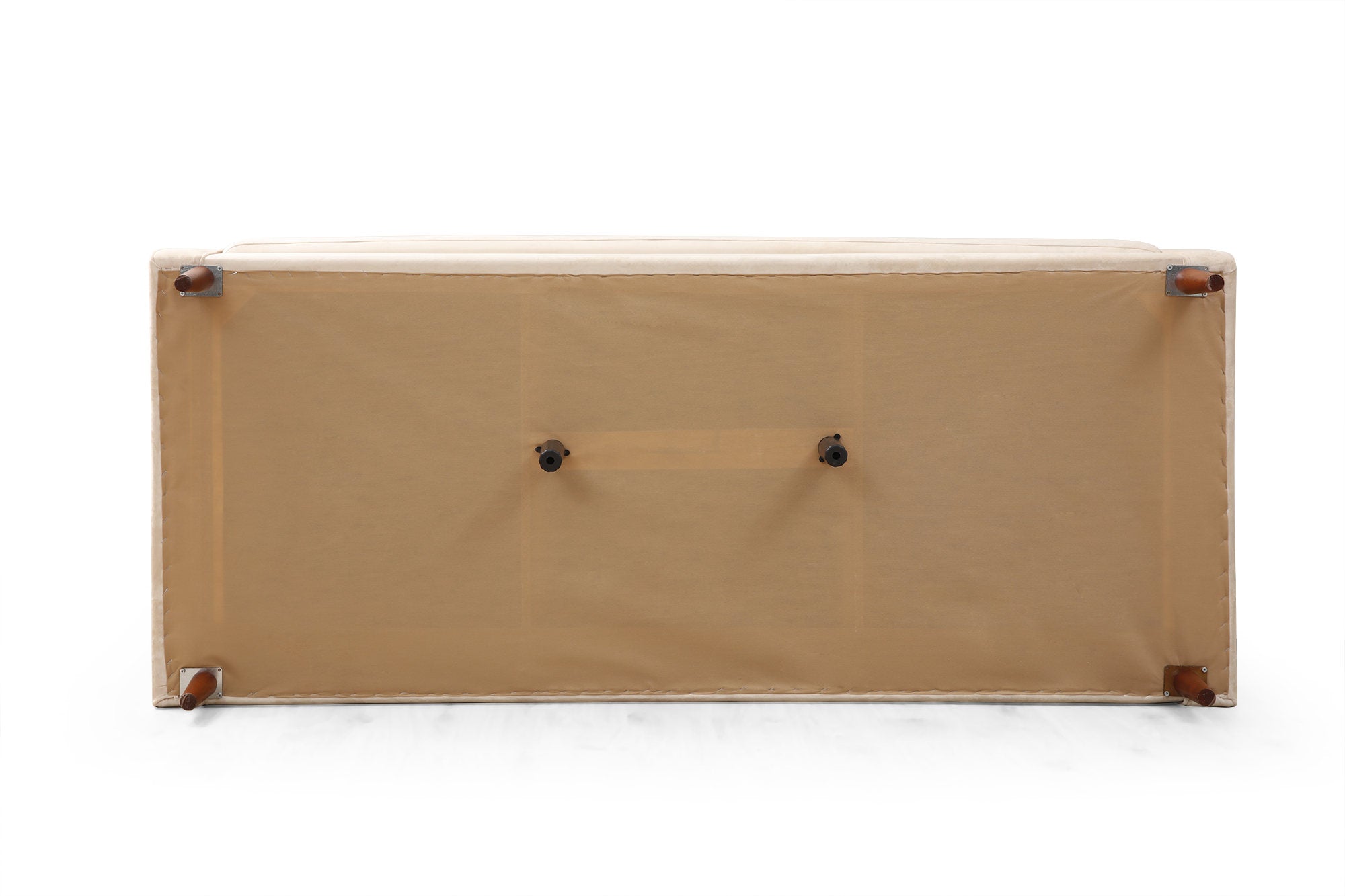 Sofá elegante de 3 lugares, bege, 215 cm | Estrutura em madeira de faia e aglomerado, 100% poliéster, 2 almofadas incluídas | Perfeito para salas de estar escandinavas modernas