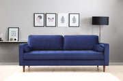Sofá elegante de 3 lugares, azul-marinho, 215 x 90 x 70 cm | Estrutura em madeira de faia, 100% poliéster, inclui 2 almofadas | Perfeito para salas de estar modernas e hotéis