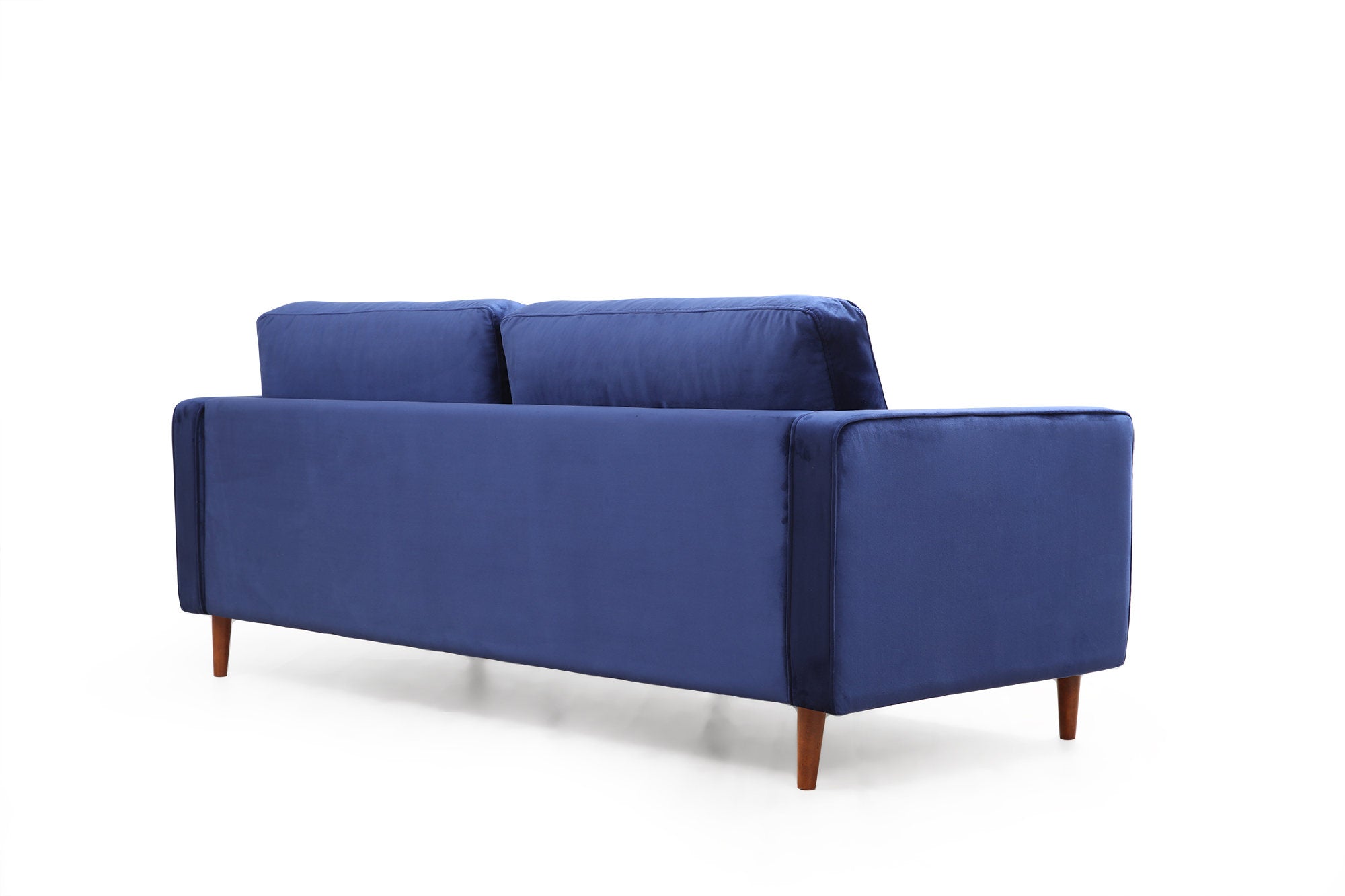 Sofá elegante de 3 lugares, azul-marinho, 215 x 90 x 70 cm | Estrutura em madeira de faia, 100% poliéster, inclui 2 almofadas | Perfeito para salas de estar modernas e hotéis