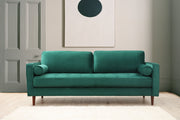 Sofá elegante de 3 lugares, verde menta, 215 x 90 x 70 cm | Estrutura em madeira de faia, 100% poliéster, inclui 2 almofadas | Perfeito para salas de estar modernas