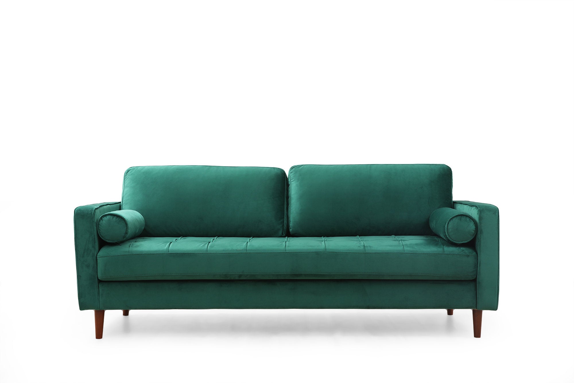 Sofá elegante de 3 lugares, verde menta, 215 x 90 x 70 cm | Estrutura em madeira de faia, 100% poliéster, inclui 2 almofadas | Perfeito para salas de estar modernas