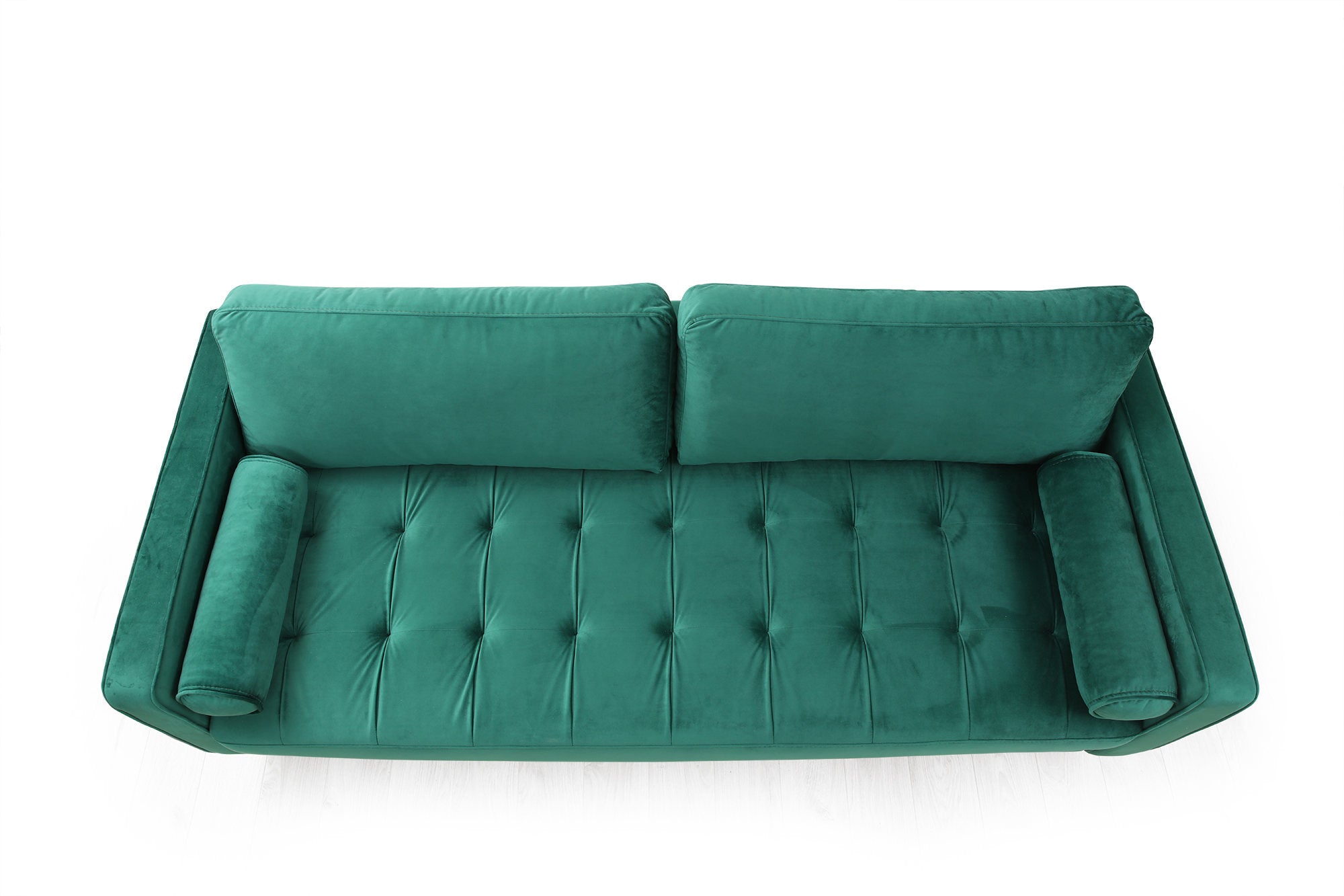 Sofá elegante de 3 lugares, verde menta, 215 x 90 x 70 cm | Estrutura em madeira de faia, 100% poliéster, inclui 2 almofadas | Perfeito para salas de estar modernas