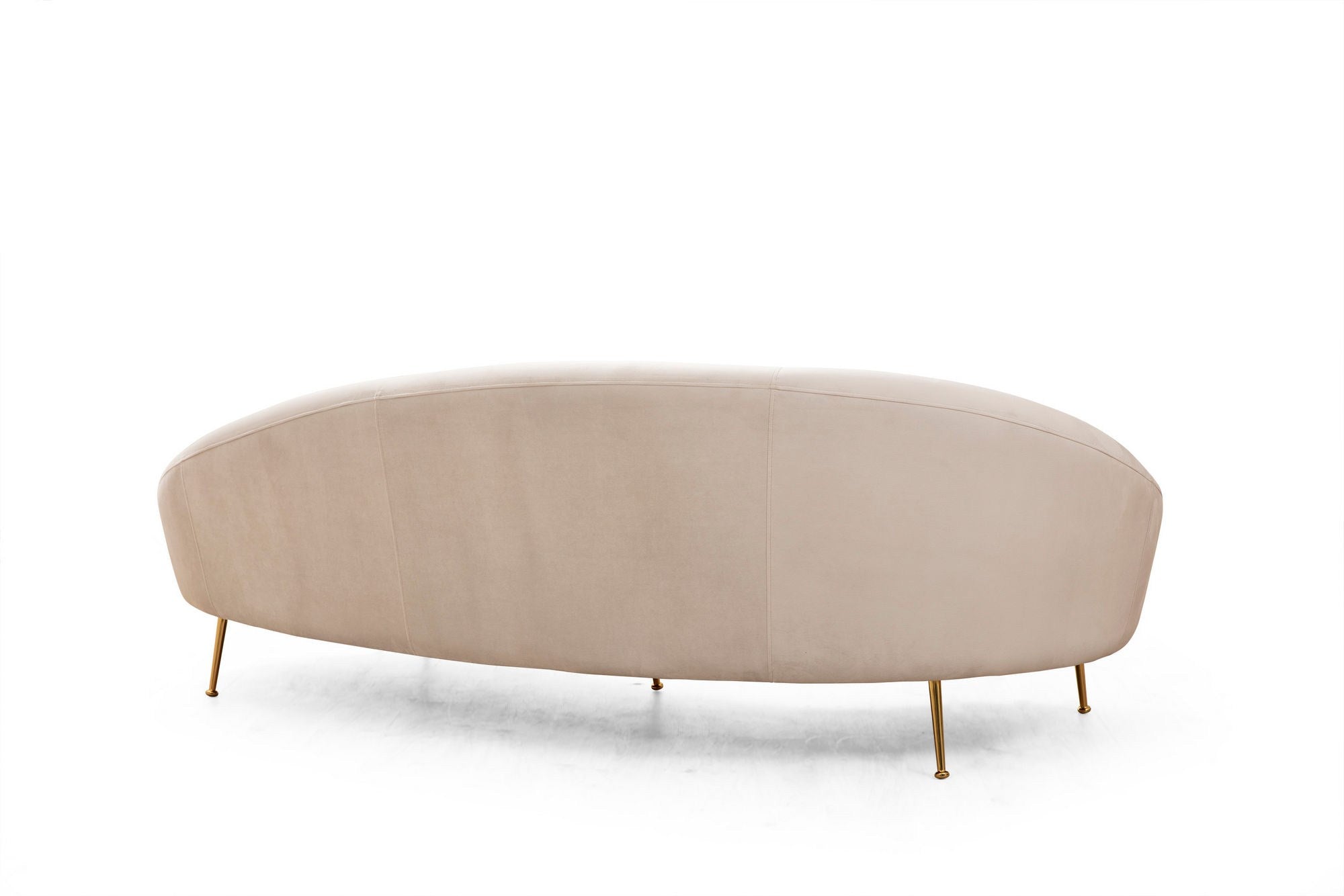 Sofá elegante de 3 lugares, bege, 255 x 120 x 85 cm | Estrutura de madeira de faia, 100% poliéster, pernas de metal dourado | Almofadas macias de espuma e penas, 2 travesseiros incluídos