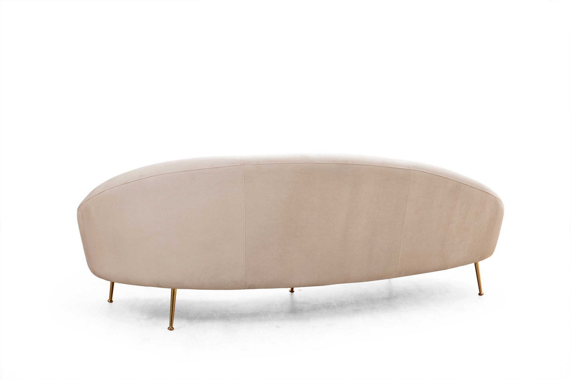 Sofá elegante de 3 lugares, bege, 255 x 120 x 85 cm | Estrutura de madeira de faia, 100% poliéster, pernas de metal dourado | Almofadas macias de espuma e penas, 2 travesseiros incluídos