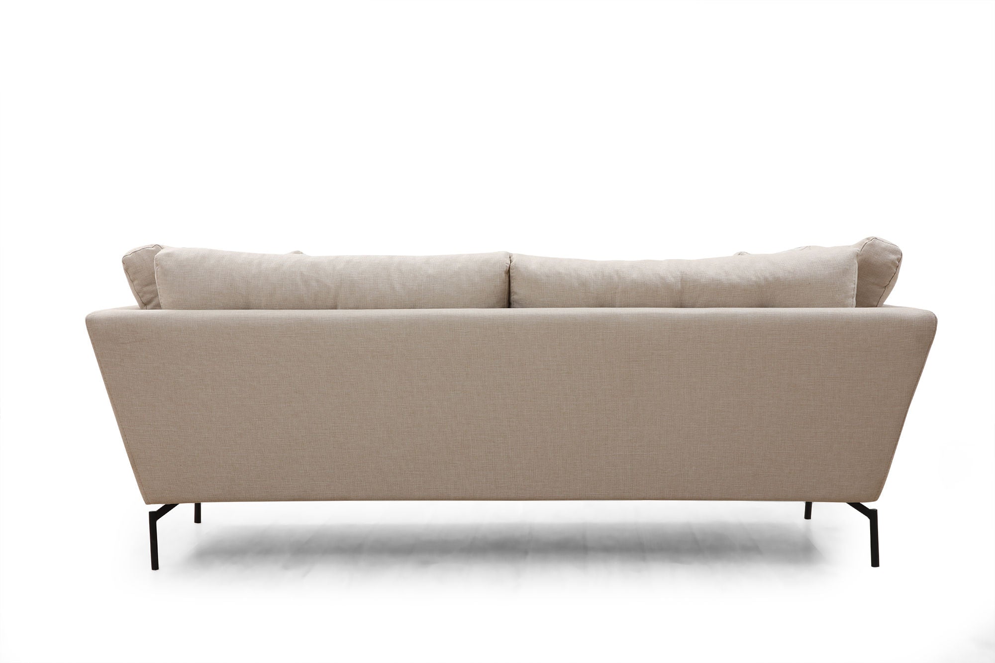 Sofá elegante de 3 lugares, cor creme, 214 x 90 x 84 cm | Estrutura de madeira de faia, tecido de poliéster macio, almofadas portáteis, design industrial moderno