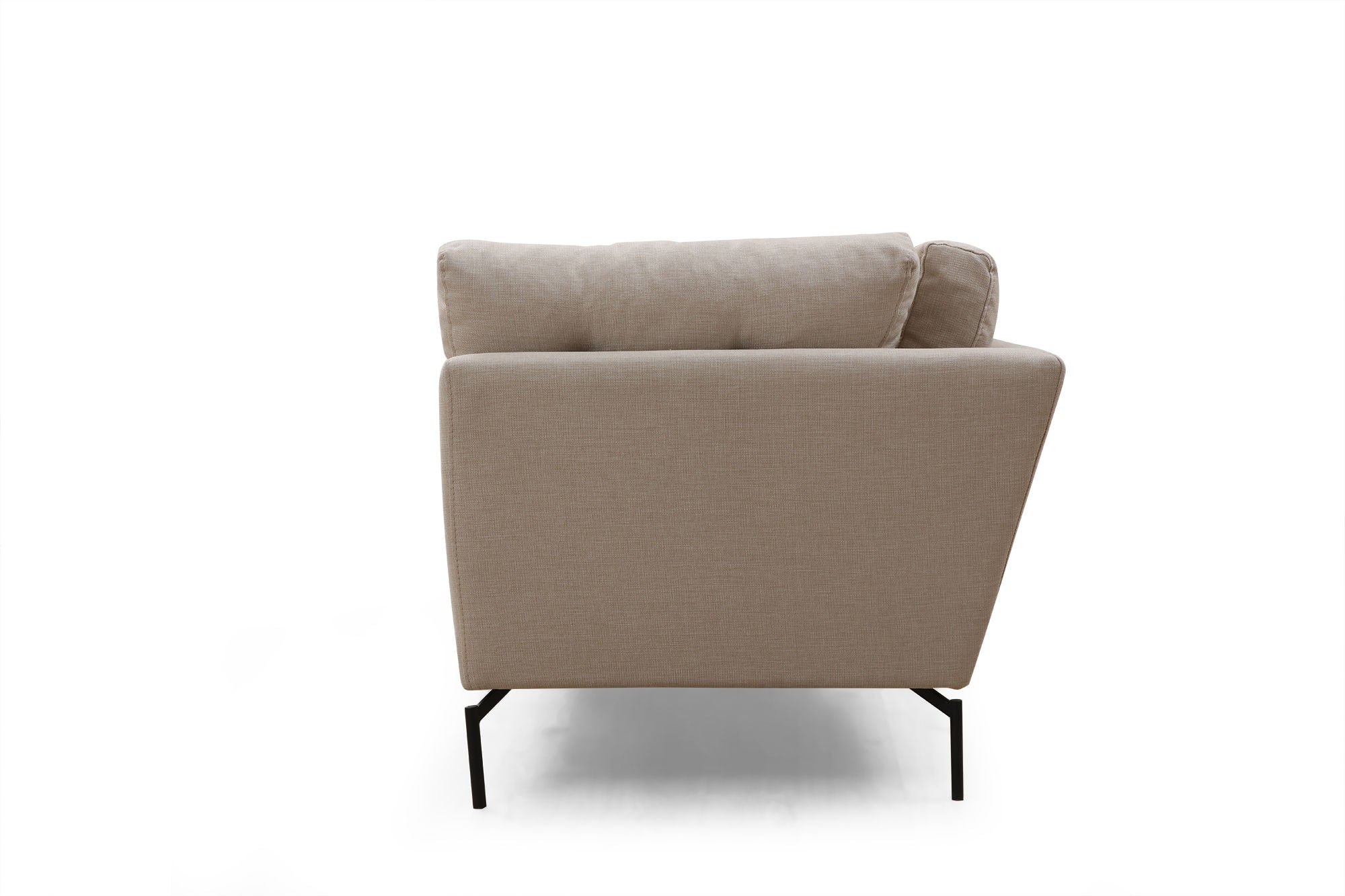 Sofá elegante de 3 lugares, cor creme, 214 x 90 x 84 cm | Estrutura de madeira de faia, tecido de poliéster macio, almofadas portáteis, design industrial moderno