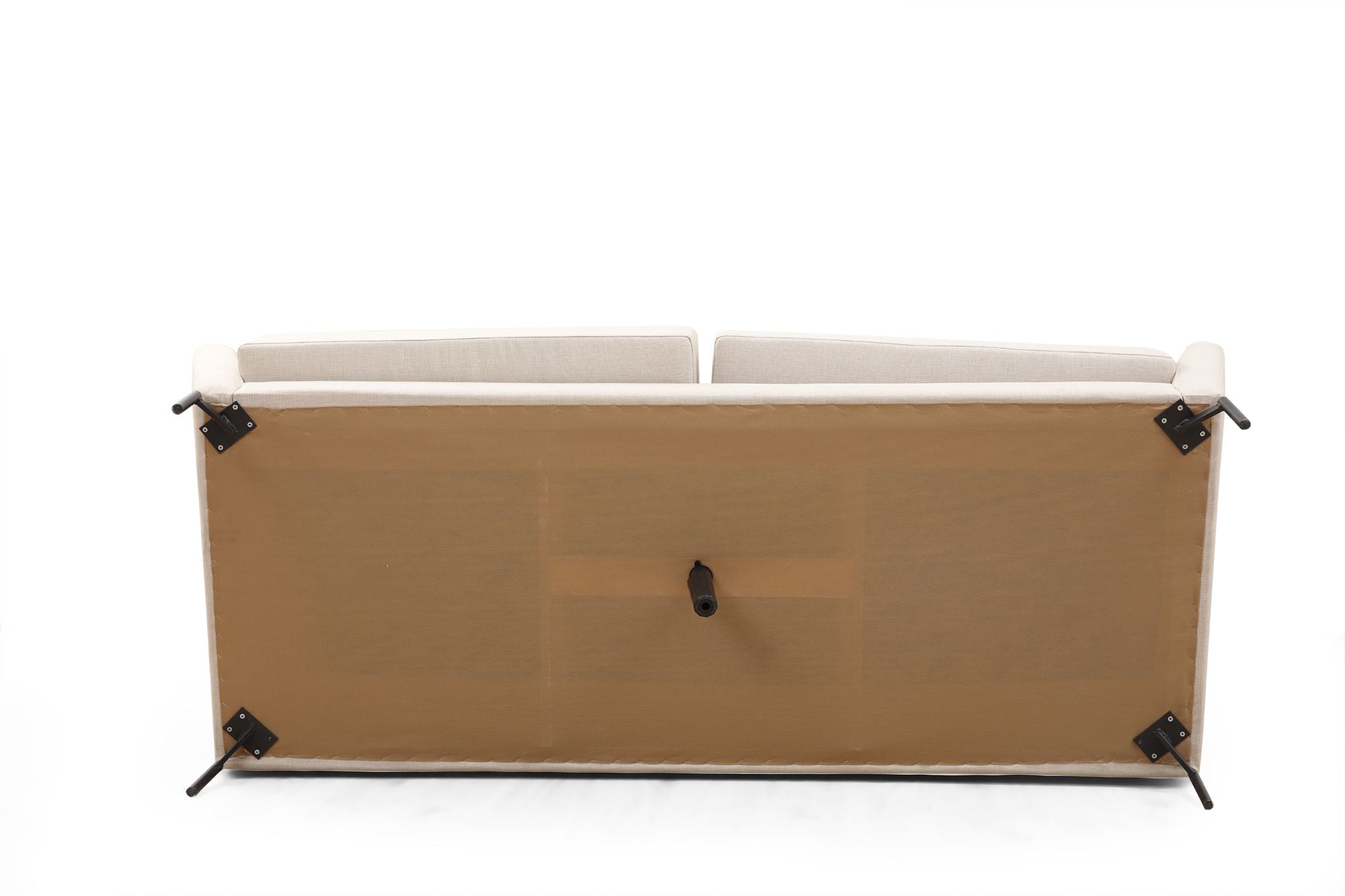 Sofá elegante de 3 lugares, cor creme, 214 x 90 x 84 cm | Estrutura de madeira de faia, tecido de poliéster macio, almofadas portáteis, design industrial moderno