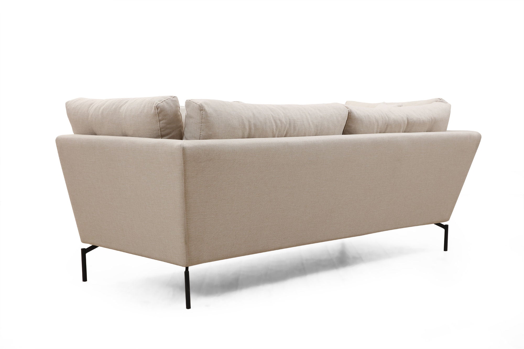 Sofá elegante de 3 lugares, cor creme, 214 x 90 x 84 cm | Estrutura de madeira de faia, tecido de poliéster macio, almofadas portáteis, design industrial moderno
