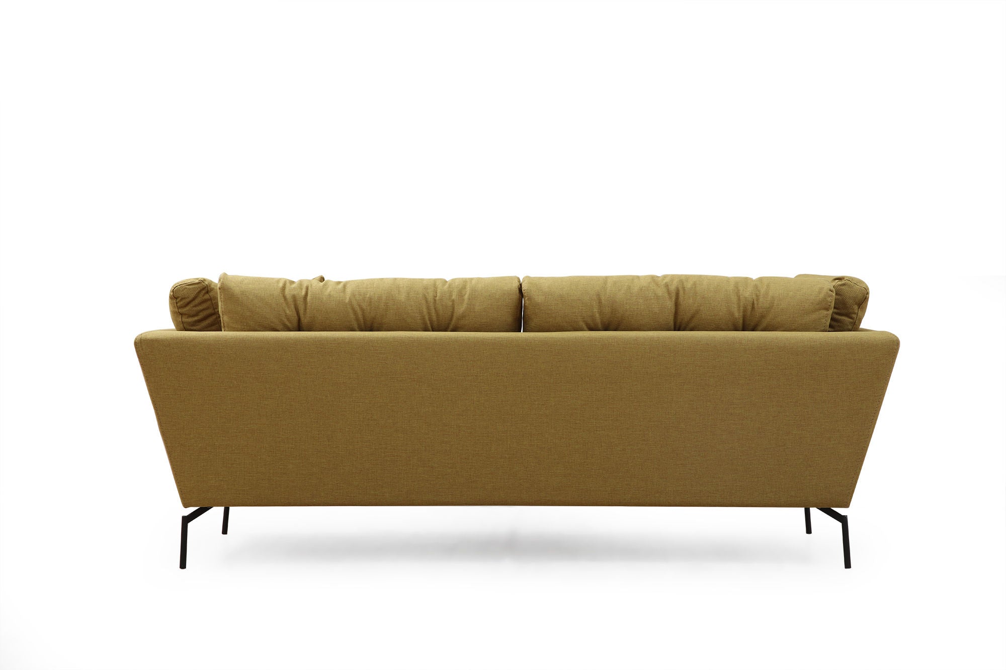 Sofá elegante de 3 lugares, amarelo-esverdeado, 214 x 90 x 84 cm | Estrutura de madeira de faia, 100% poliéster, espuma macia, pernas de metal | Perfeito para salas de estar e hotéis modernos