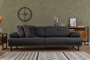 Sofá-cama elegante de 3 lugares, antracite, 239 x 99 x 83 cm | Estrutura em madeira de faia e aglomerado, 100% poliéster, encosto ajustável, design industrial moderno
