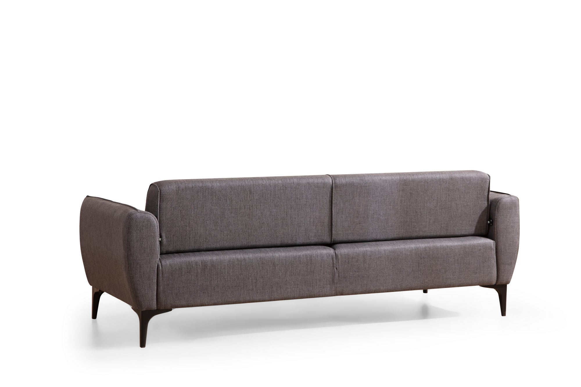 Sofá elegante de 3 lugares, cinza escuro, 220 cm | Estrutura em madeira de faia e aglomerado, 100% poliéster, encosto giratório, inclui 2 almofadas | Design industrial moderno