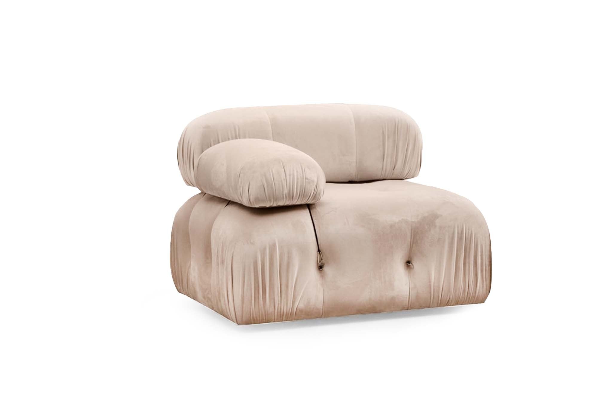 Sofá elegante de 1 lugar, cor creme, 95x95x75 cm | Estrutura em madeira de faia e aglomerado, 100% poliéster, encosto e braço removíveis | Perfeito para decoração escandinava e hoteleira
