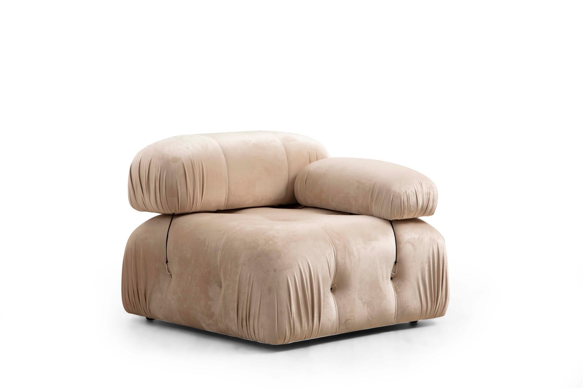Sofá elegante de 1 lugar, cor creme, 95x95x75 cm | Estrutura em madeira de faia e aglomerado, 100% poliéster, encosto e braço removíveis | Perfeito para decoração escandinava e hoteleira