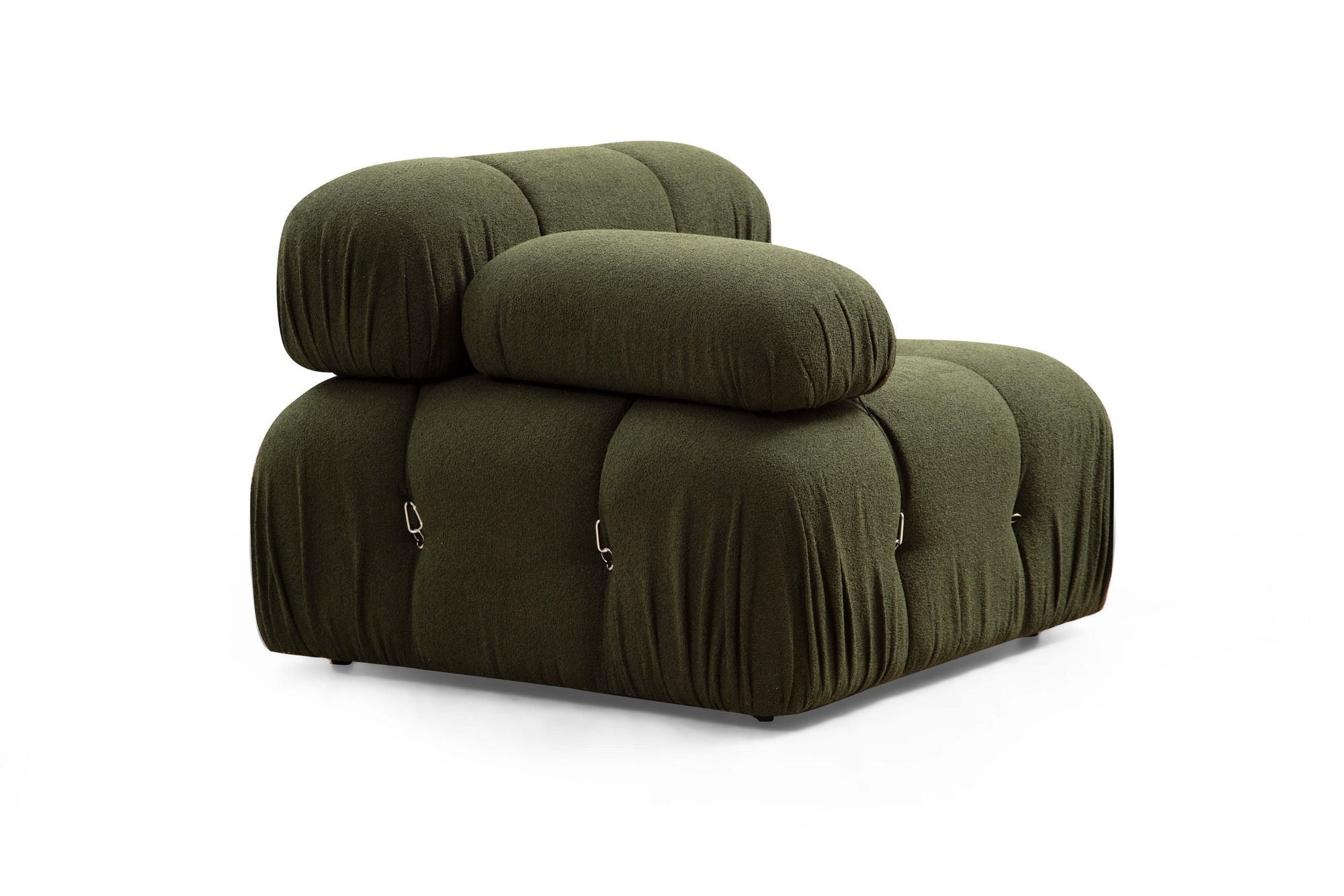 Sofá elegante de 1 lugar, verde, 95x95x75 cm | Estrutura em madeira de faia e aglomerado, 100% poliéster, encosto e braço removíveis | Perfeito para decoração escandinava e hoteleira