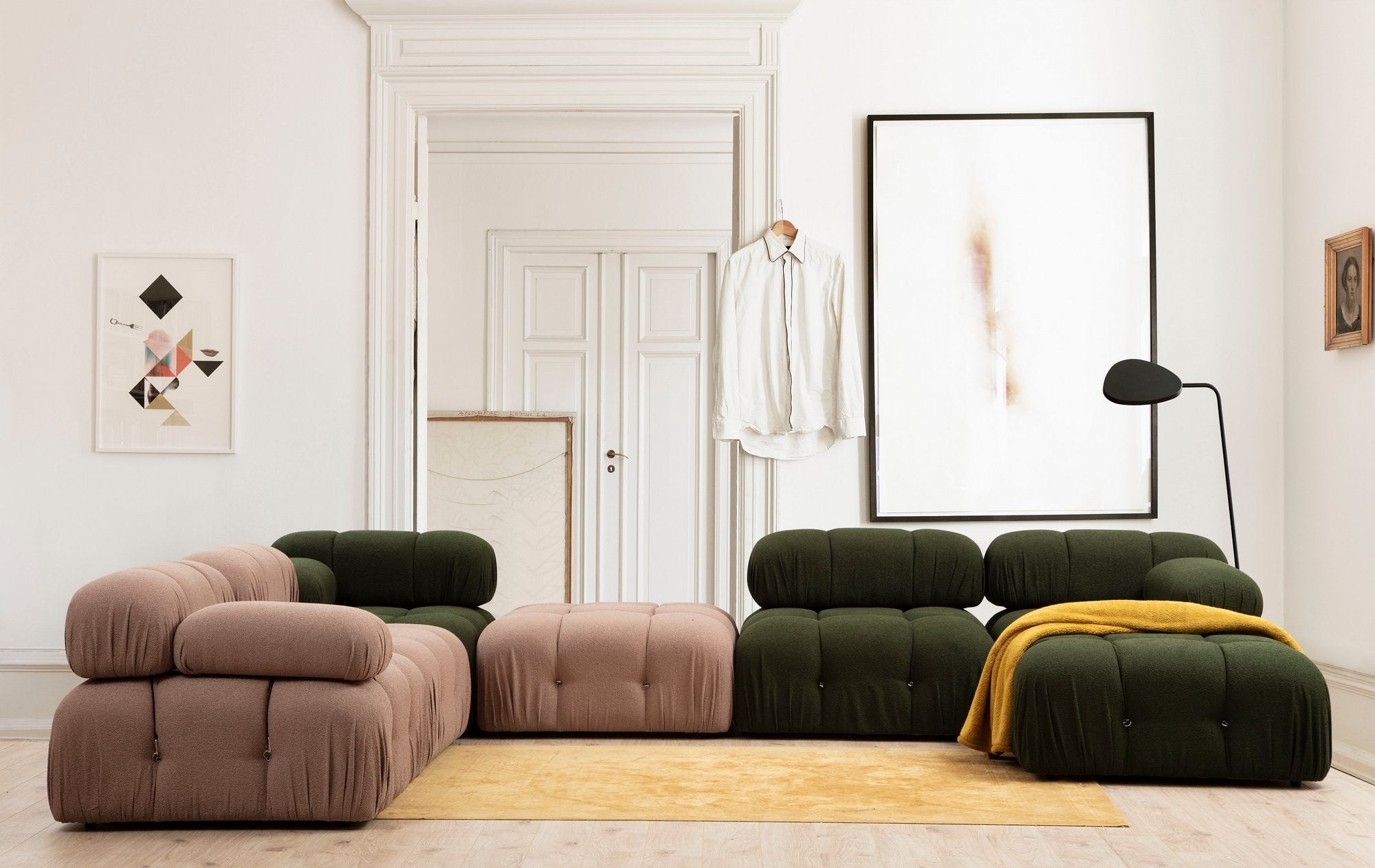 Sofá elegante de 1 lugar, verde, 95x95x75 cm | Estrutura em madeira de faia e aglomerado, 100% poliéster, encosto e braço removíveis | Perfeito para decoração escandinava e hoteleira