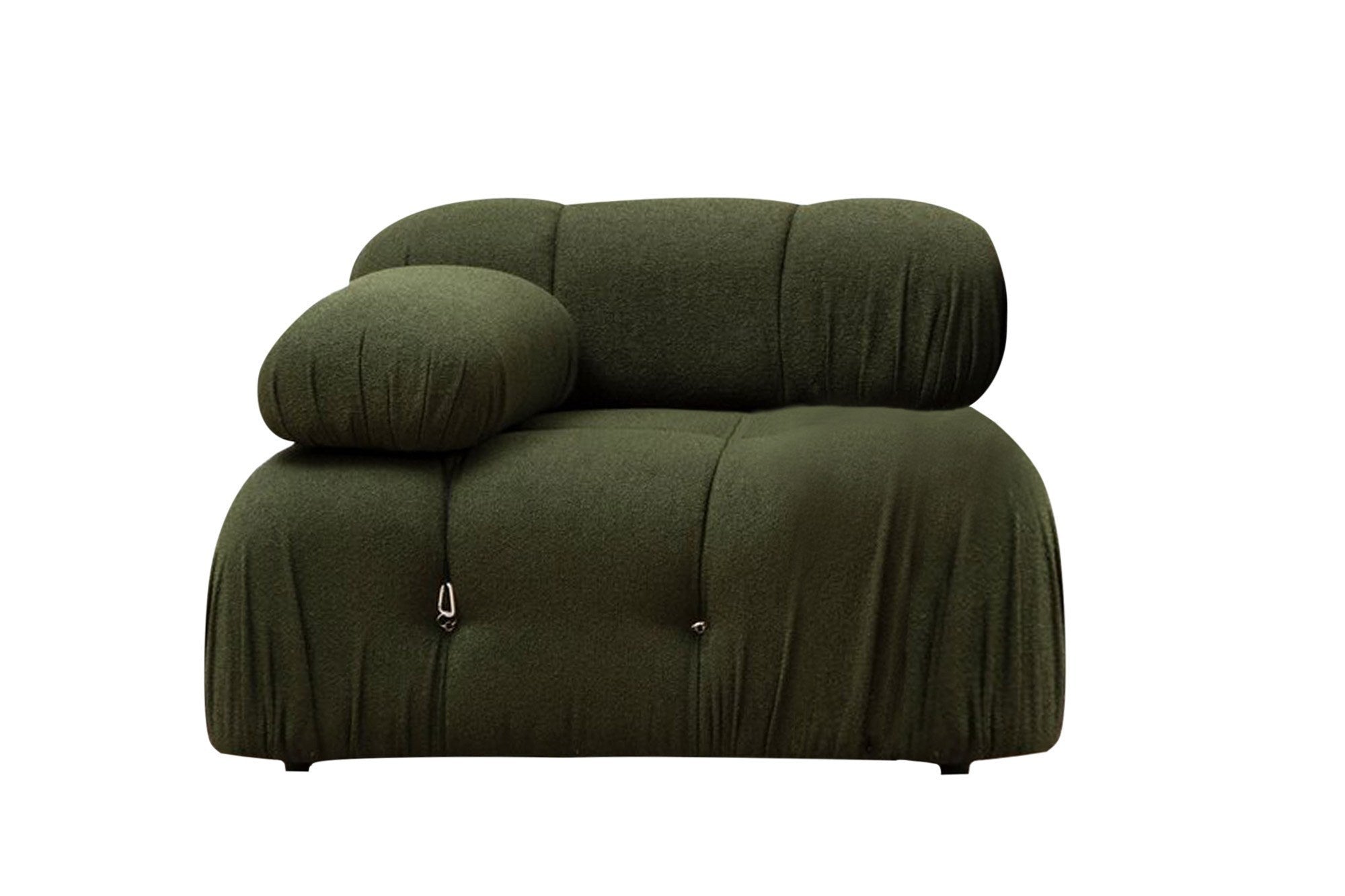 Sofá elegante de 1 lugar, verde, 95x95x75 cm | Estrutura em madeira de faia e aglomerado, 100% poliéster, encosto e braço removíveis | Perfeito para decoração escandinava e hoteleira