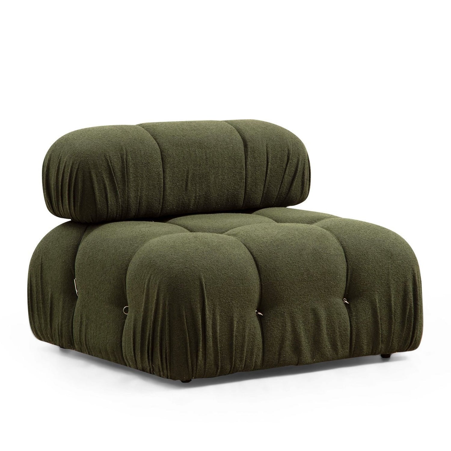 Sofá elegante de 1 lugar, verde, 95x95x75 cm | Estrutura em madeira de faia e aglomerado, 100% poliéster, encosto removível, personalizável | Perfeito para decoração escandinava e hoteleira