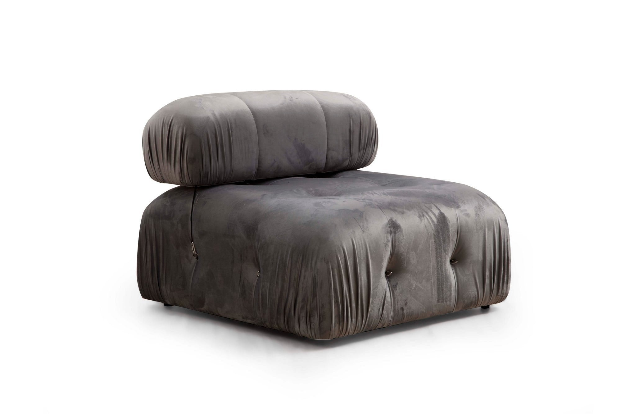 Sofá elegante de 1 lugar, cinza, 95x95x75 cm | Estrutura em madeira de faia e aglomerado, 100% poliéster, encosto removível, personalizável | Perfeito para decoração escandinava e hoteleira